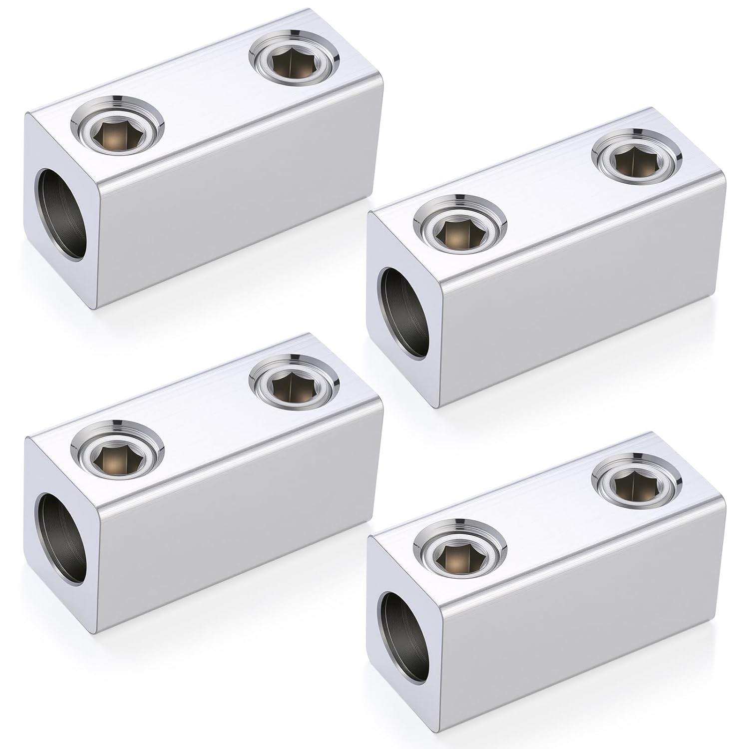Blulu 4 Pack 4/0-6 AWG Dual Rated Splicer, Aluminum Splice/Reducer, Mechanical Connector, Ground Wire Connector, Silver