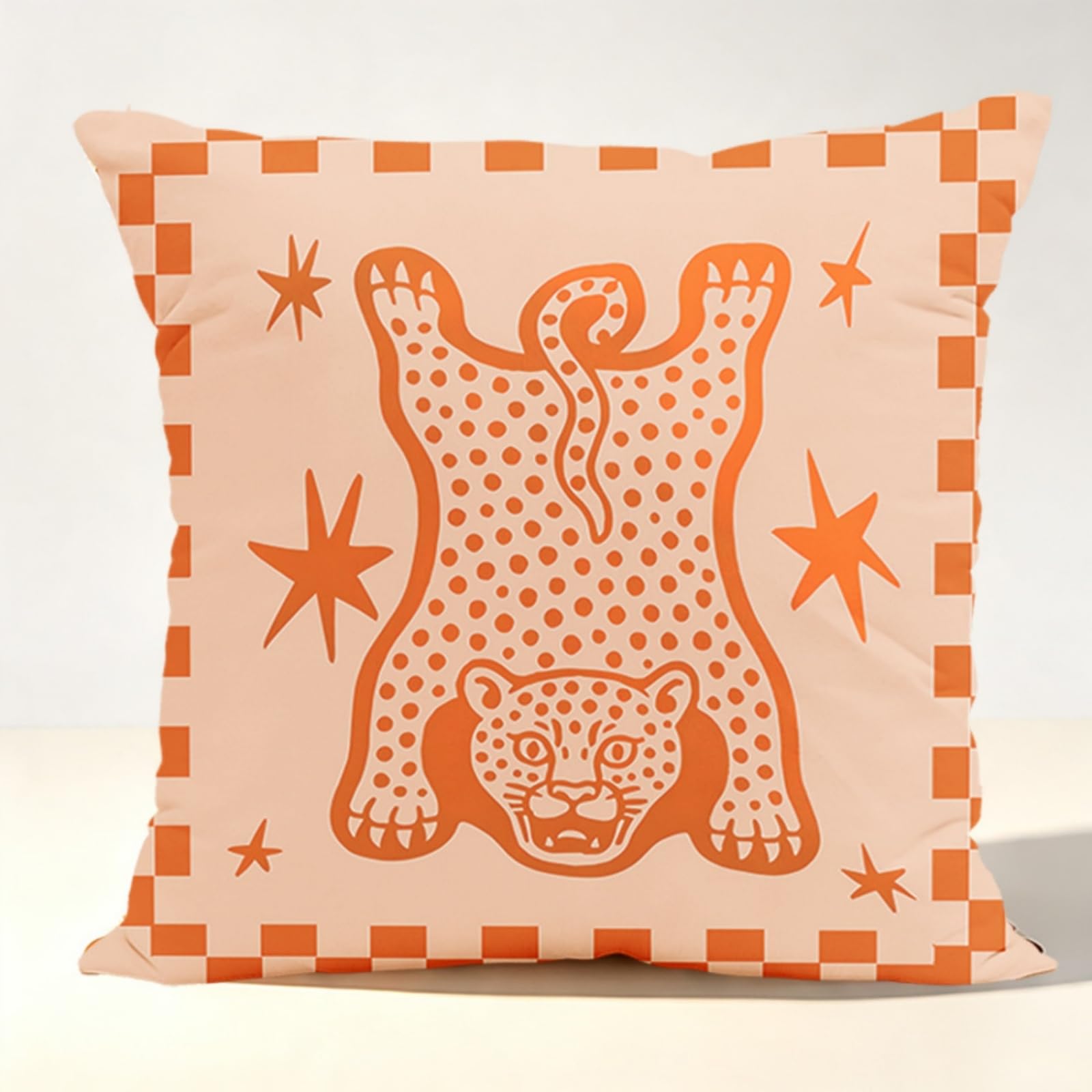Cushion Covers 40cm x 40cm Orange Animals Pillowcase Invisible Zipper