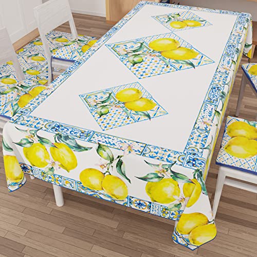 PETTI Artigiani Italiani - Stain-Resistant Kitchen Tablecloth, Vietri 01, X12 Seats (140 x 240 cm), 100% Made in Italy