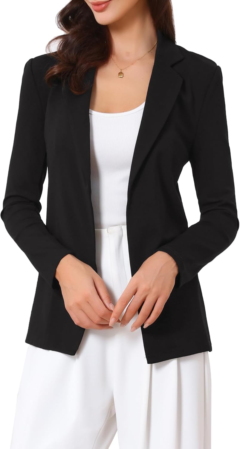 Allegra K Women's Business Casual Blazers Open Front Long Sleeve Suit Jacket Work Office Blazer