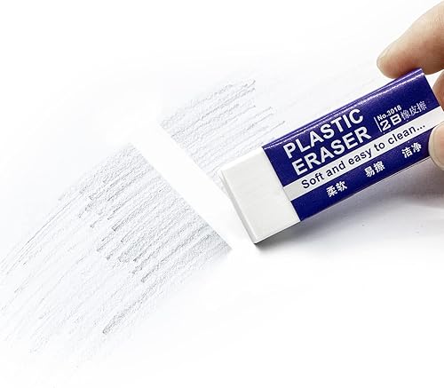 Vista 11 de EULANT Borradores de lápiz de 6 piezas, goma blanca 2B para escuelas, oficina, niños y adultos, borradores de arte suaves para escribir, dibujar