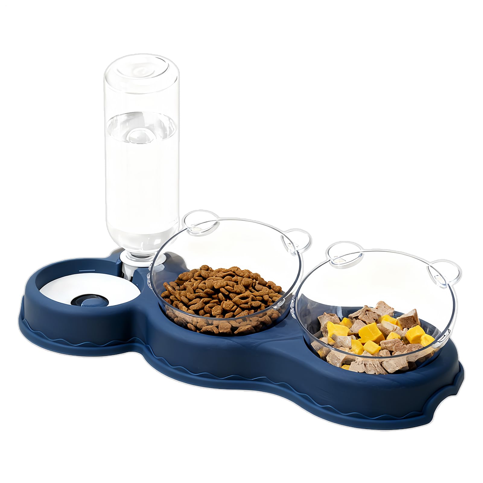 Gamelles pour chat à la maison et en voyage : le double bol avec distributeur d'eau nomade