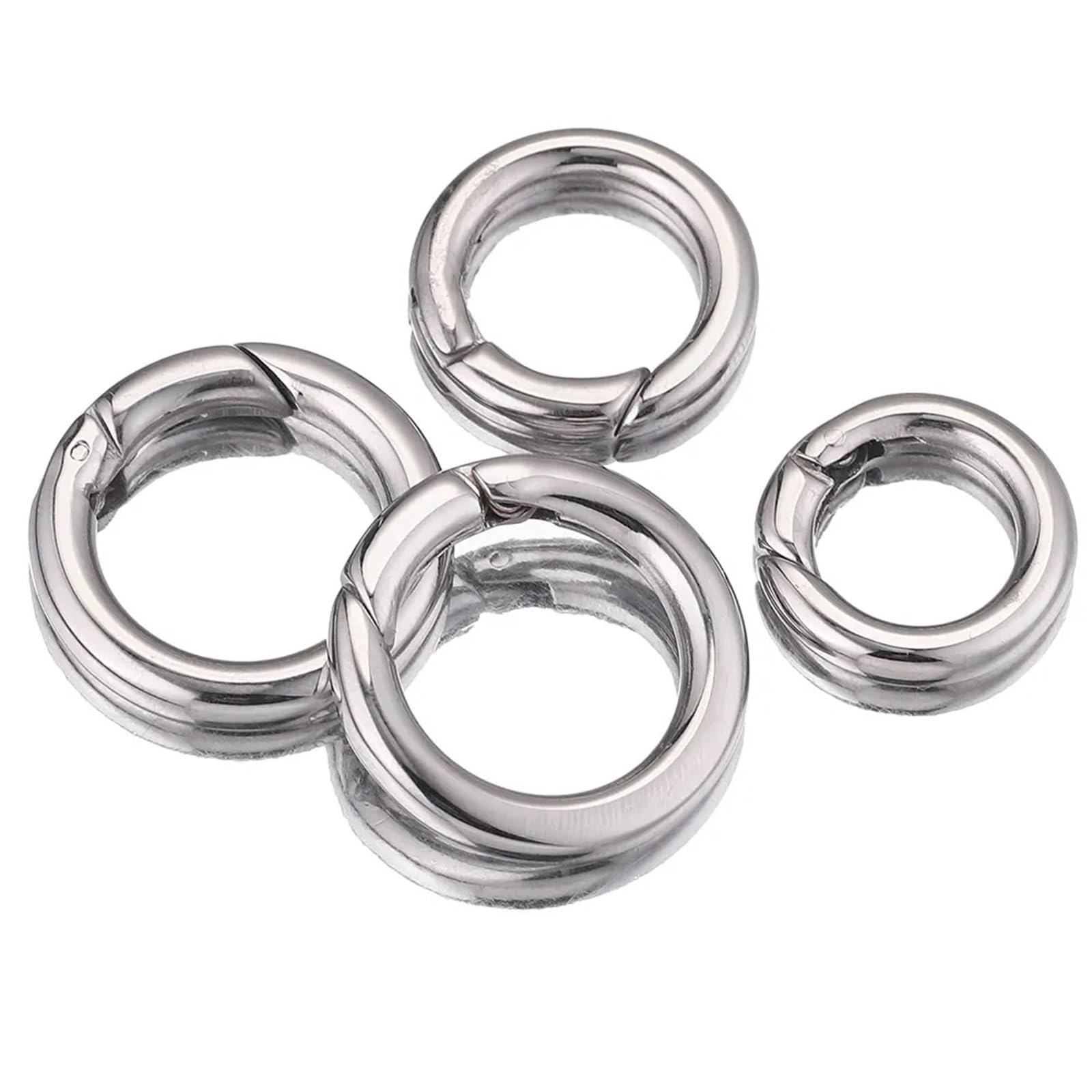 O-ring a molla in metallo 50pc tondo in acciaio inossidabile Chiusure a Portachiavi Clip for borsa Gancio Fibbie a catena Connettore a moschettone(20mm)