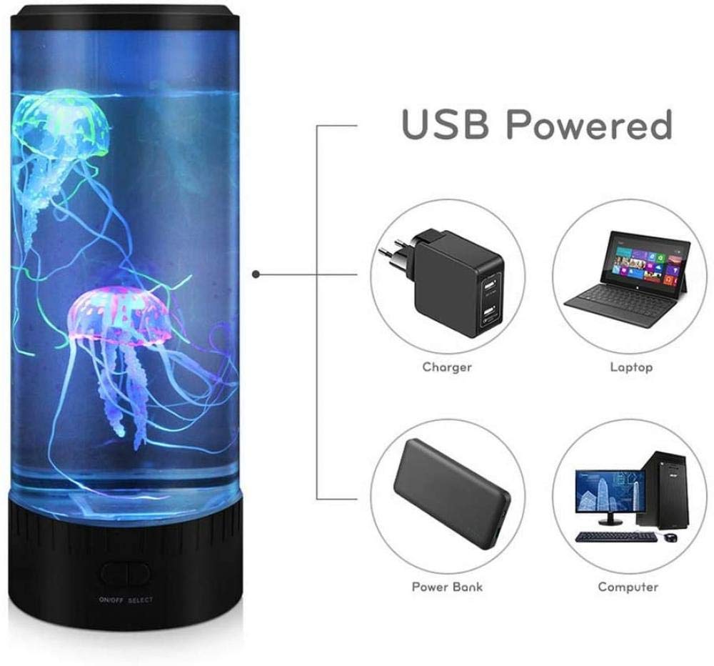 Lampe à Lave En Forme De Méduse - 7x7x23.5 Cm, 7 Couleurs Changeantes, Alimentation USB/piles, Décoration Maison
