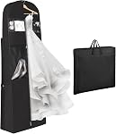 Univivi 72" Wedding Dress Bag with 12'' Gusseted 6 Pockets Long Garment Bag for Gowns,Hangable & Portable Trifold Bridal Dress Bag