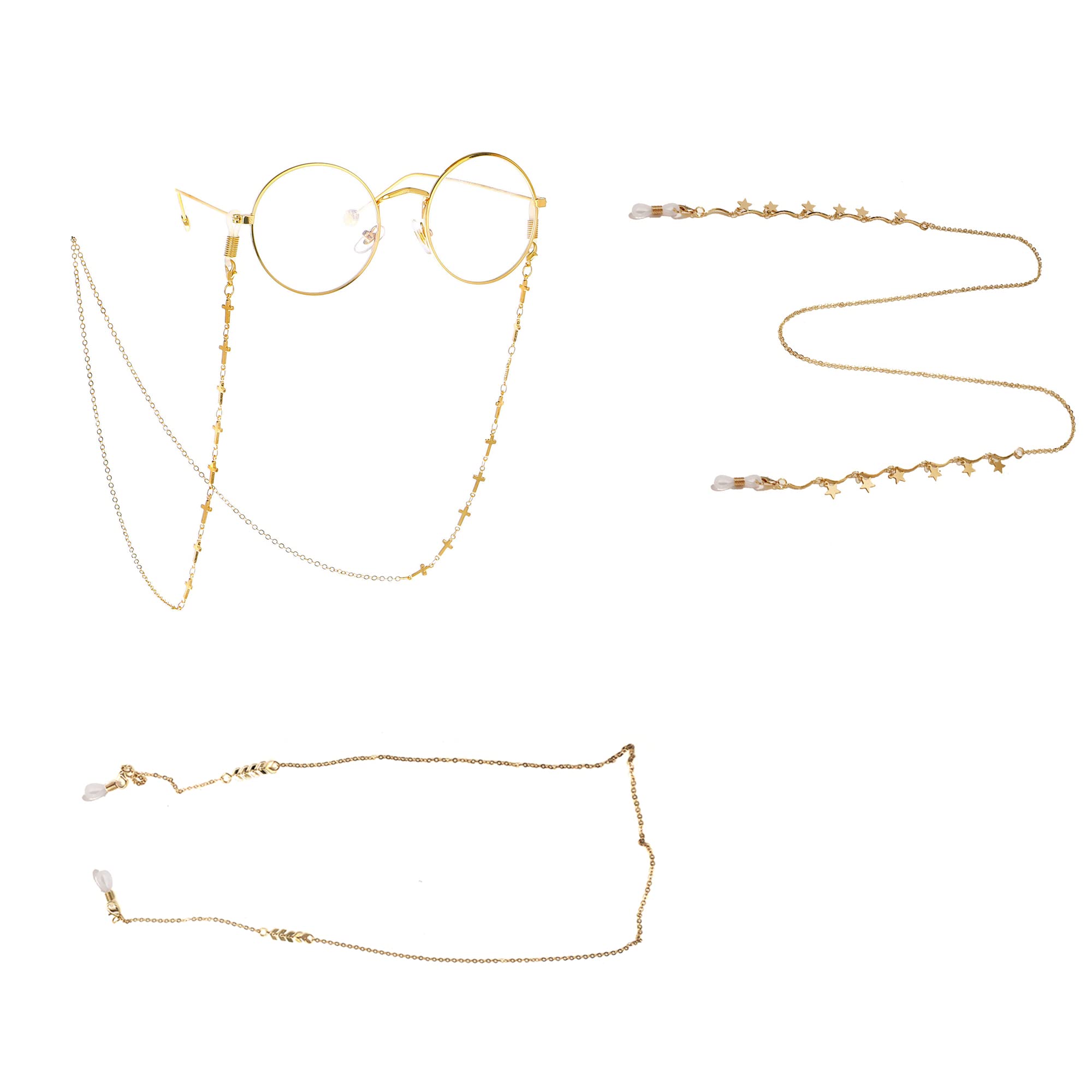 QIUMING 3 piezas Cadena de correas para gafas collar de cadena para máscara collar para gafas de sol Collar de gafas Evite caer Para gafas de sol, miopía, gafas de presbicia y máscaras para mujeres