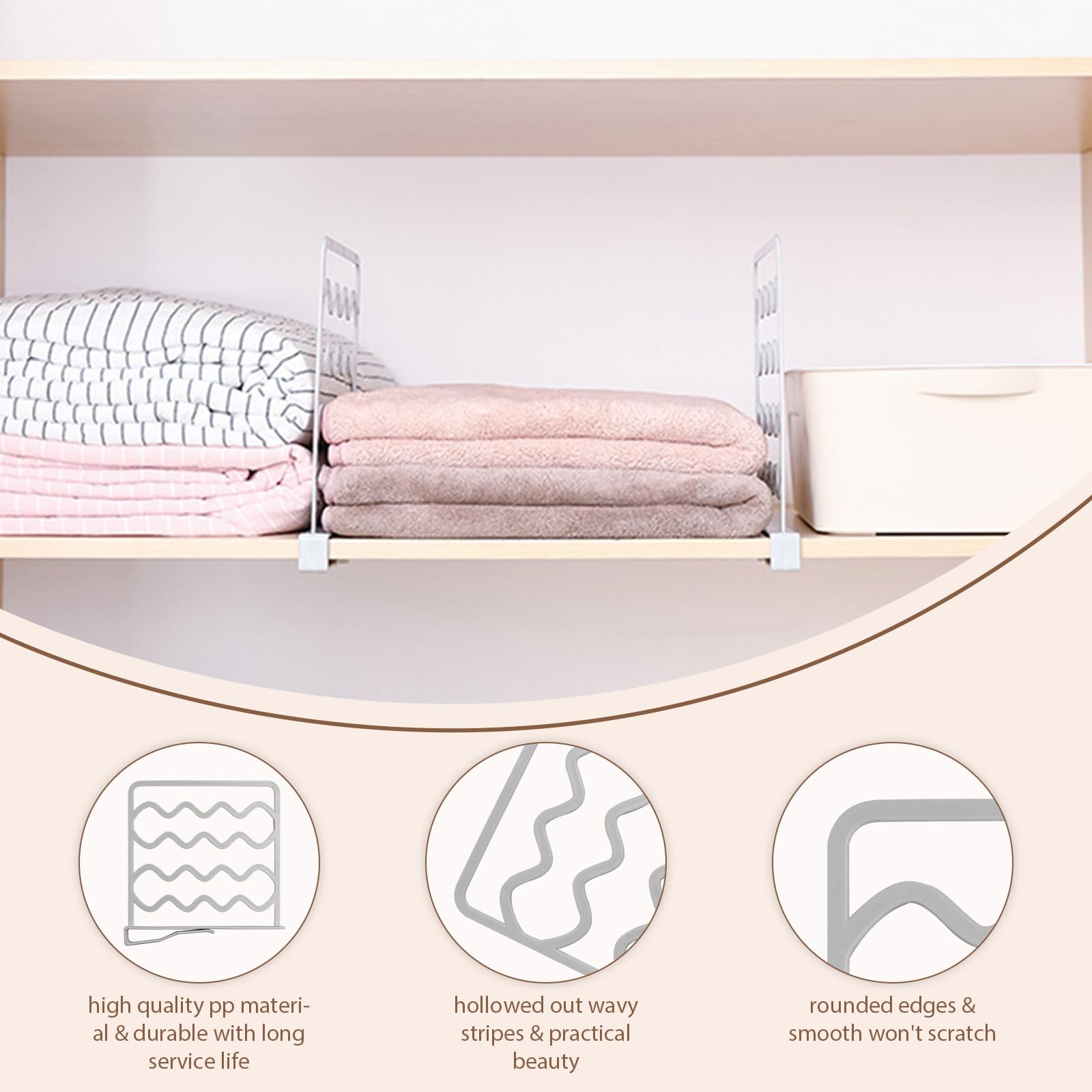 Milageto Divisori Armadio Bambini | 7 Pezzi Legno | Organizzatore Appendiabiti | 18x8cm - Foto 10
