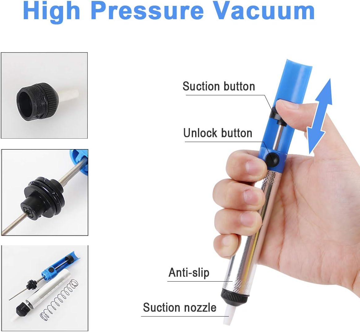 Solder Sucker Desoldering Pump, Desoldering Wick, Micro Shear Wire Cutter Pliers, 3 PCS Solder Removal Tool Set,Soldering Iron Assist Accessories DIY Kit