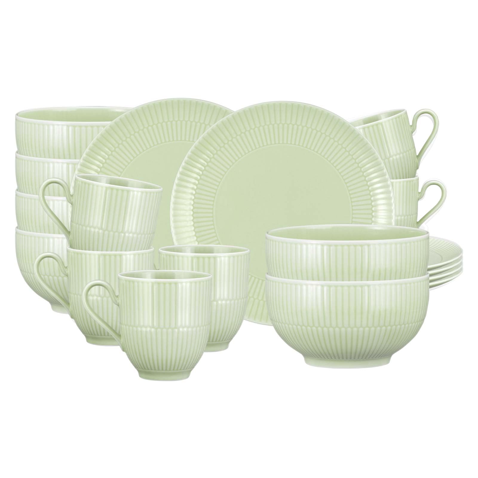 Seltmann Weiden Amina Seladon - Set da colazione con manico, 18 pezzi, per 6 persone, in porcellana, colore: Verde