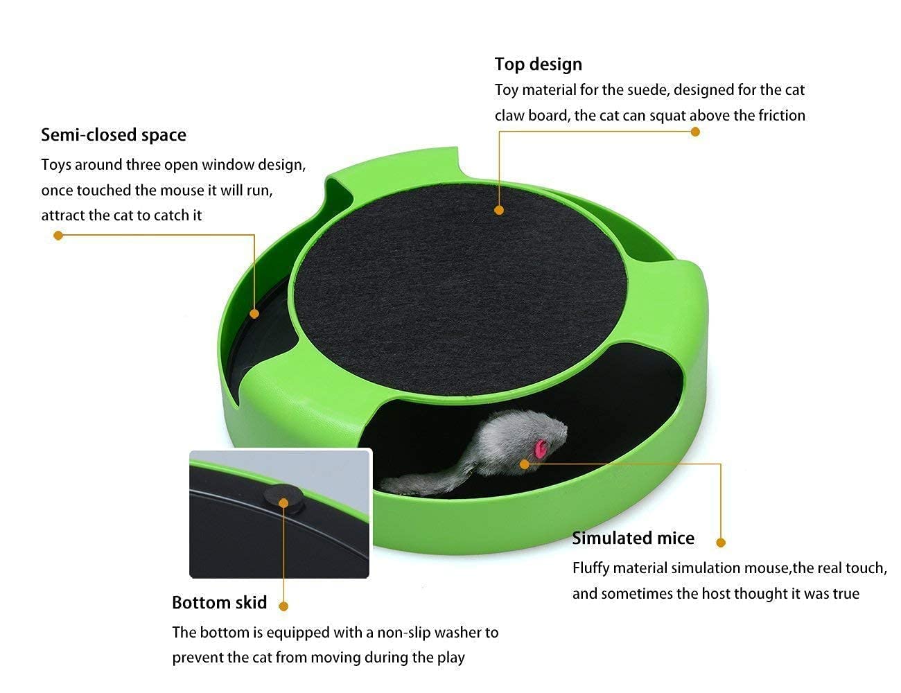 Catch The Mouse Cat Scratcher Interaktywna zabawka z myszkami do biegania i podkładką do drapania dla kotów i kociąt (kolor może się różnić - złap mysz)