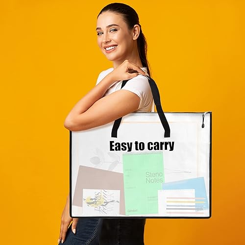 Miniatura 7 de EOOUT 4 bolsas de 19 x 25 pulgadas, carpeta de portafolio para obras de arte, bolsa de almacenamiento de carteles con cremallera y asa,