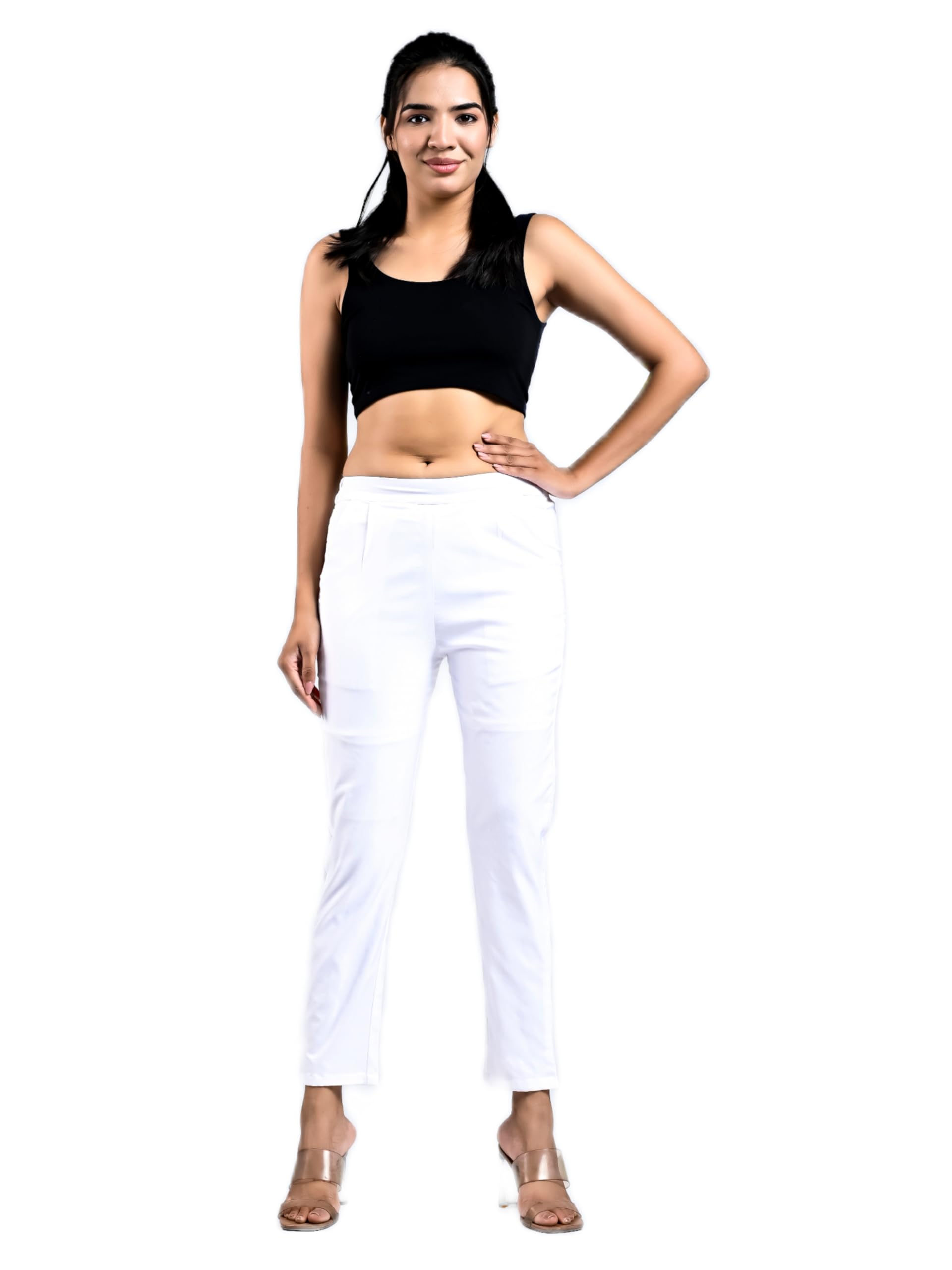 Women's Lycra Solid Stretchable Trousers Lycra Straight Pants || Office Stylish Bottoms for Women-image-38