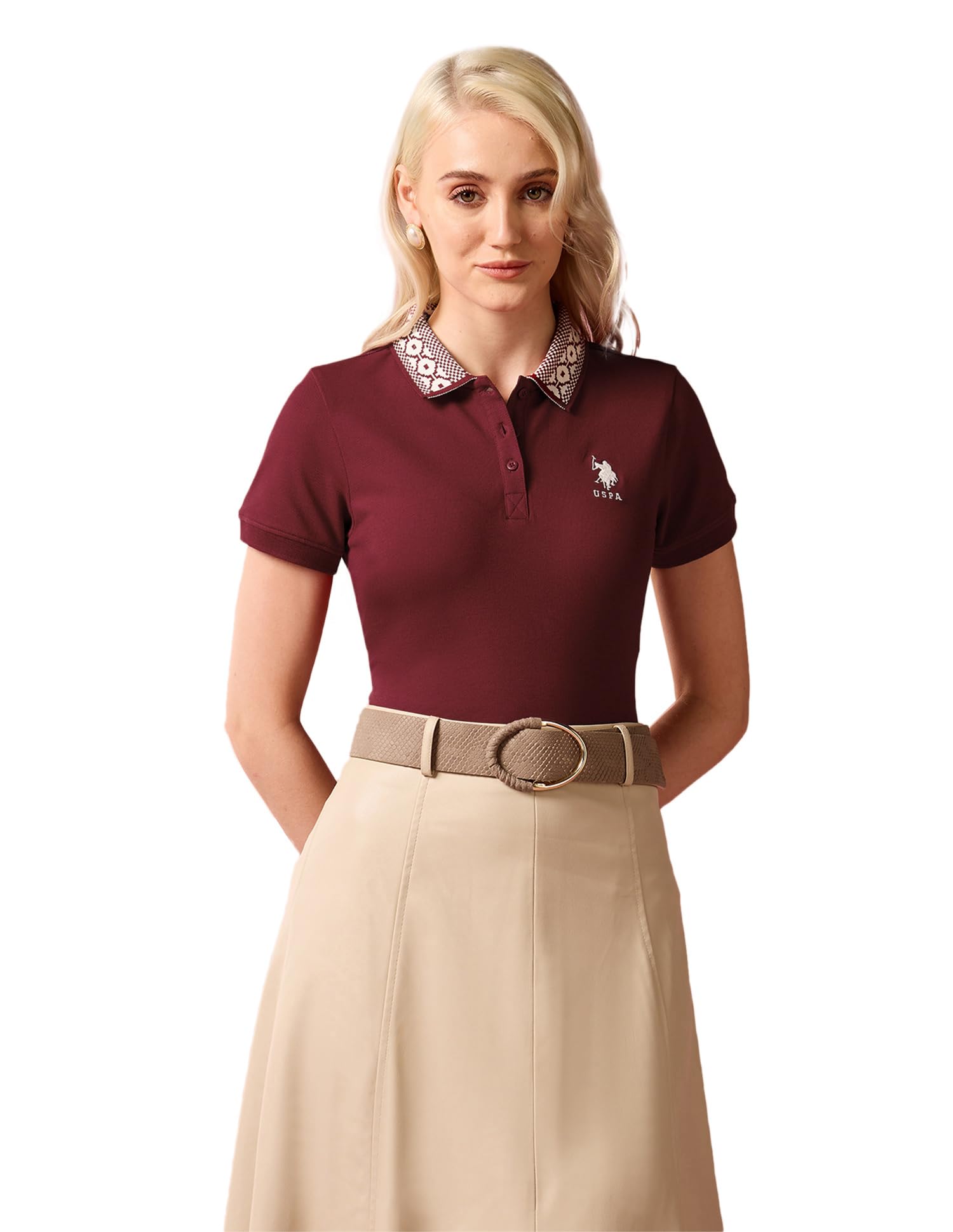 Women's Solid Regular Fit Polo Shirt