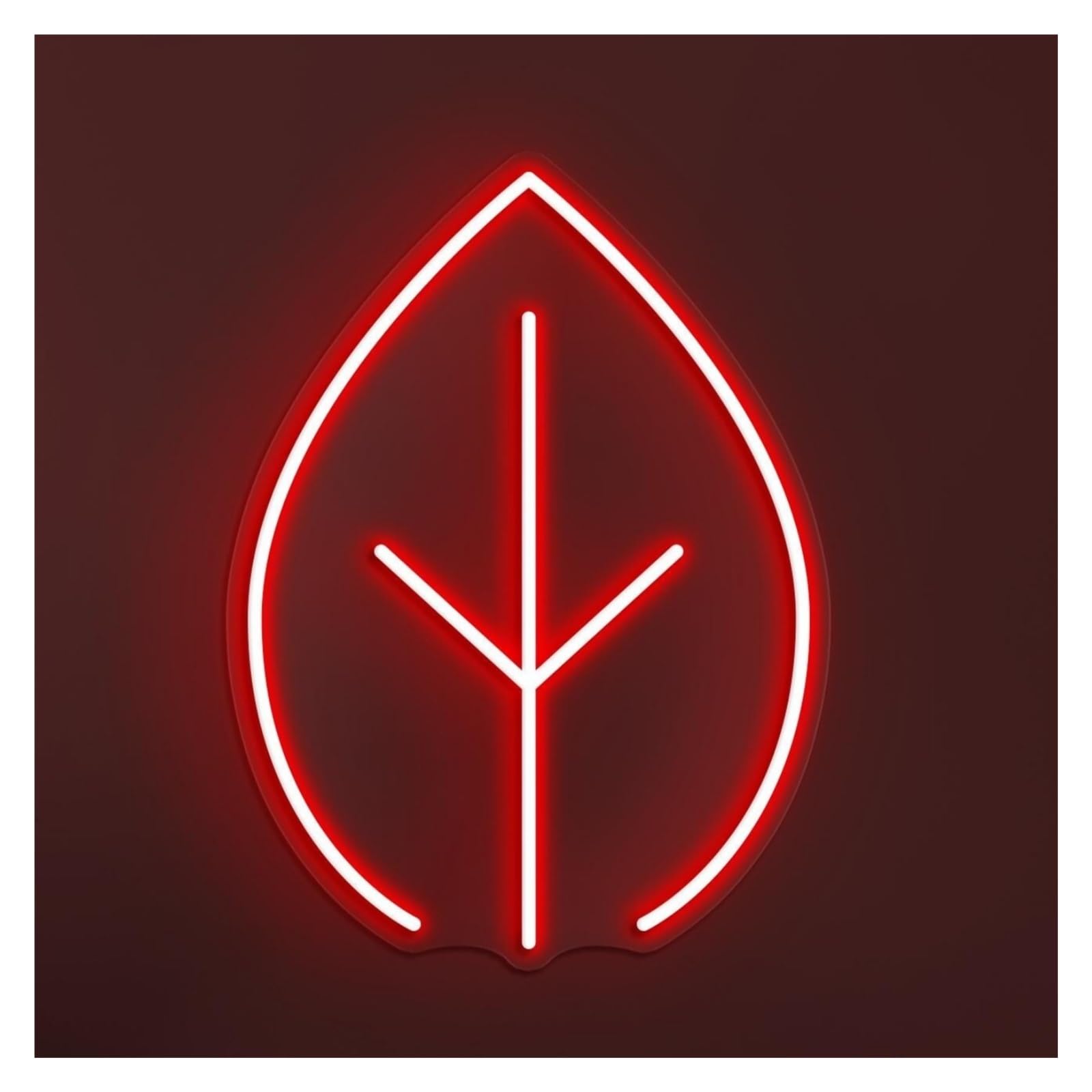 Rongch Red Hanging Art Signs Leaf Neon Sign Handmade, Suitable For Plant Shop Decor With Brightness Adjustable 30Cm(Red)