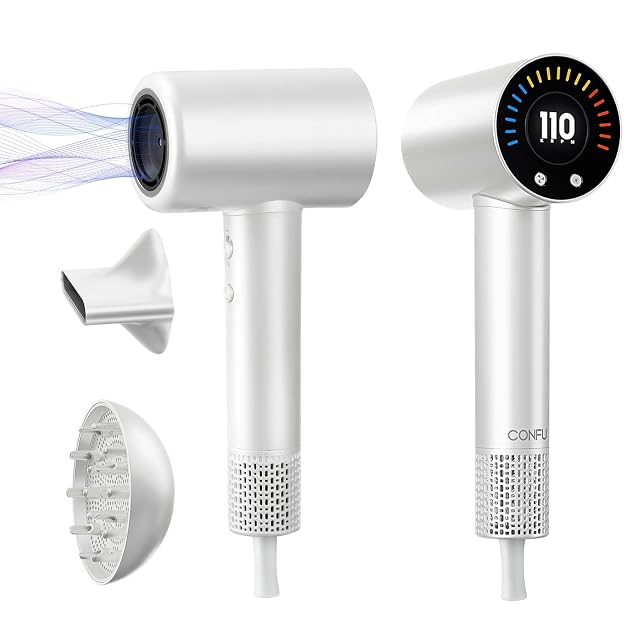 CONFU Hair Dryer 110000 RPM Fast Drying Blow Dryer with Magnetic Diffuser and Concentrator Professional Lightweight Ionic Hair