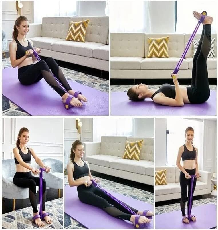 ALN® Rubber Tummy Trimmer Latex Pull Reducer 4 Tubes Resistance Band Pedal Exerciser | Full Body Workout | Home Gym Fitness Equipment | Men & Women| Yoga| Crossfit | Strectching Exerciser| Fitness 2