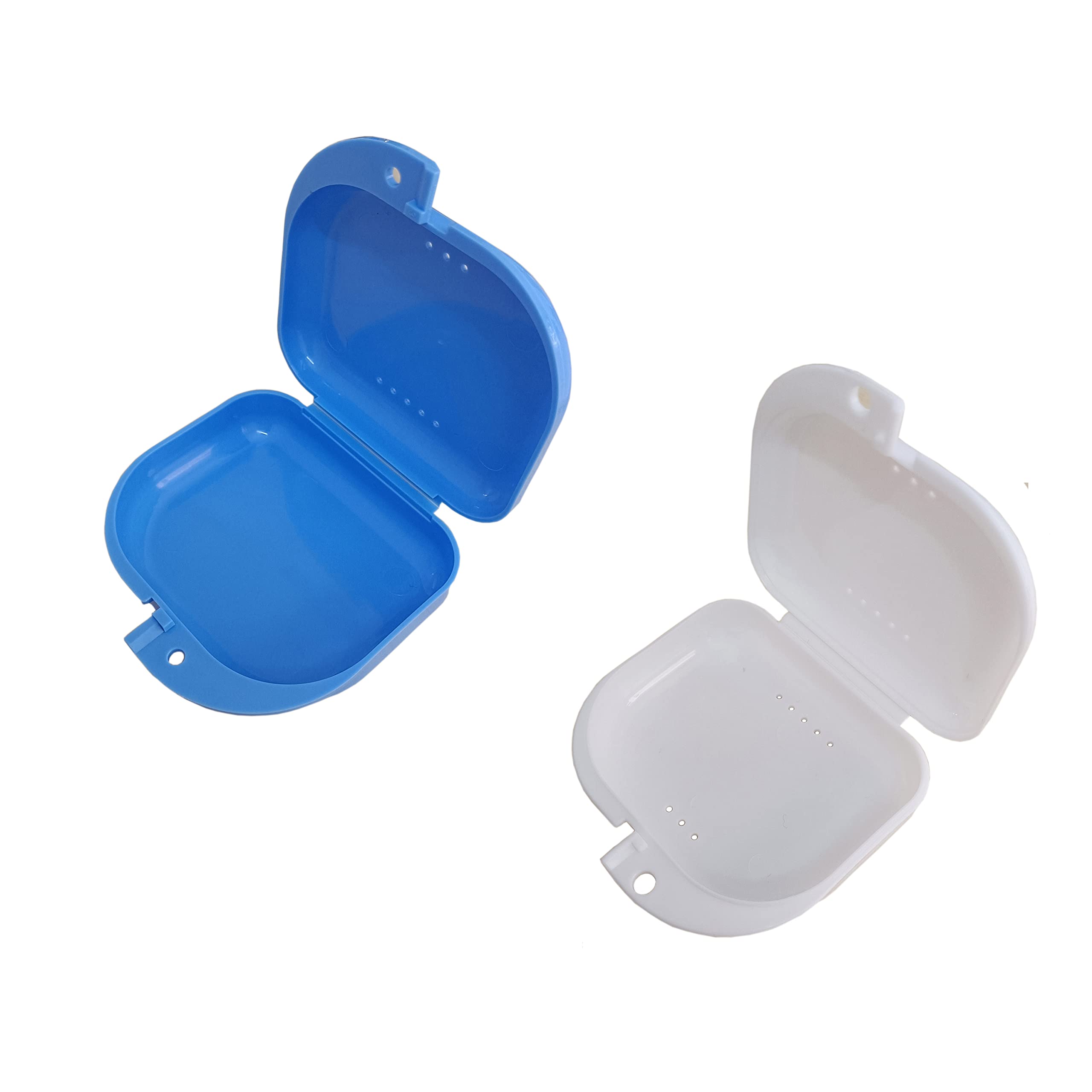 2 PCS Breathable Portable Denture Orthodontic Dental Retainer Box False Teeth Storage Container Mouthguard Case for Most Retainer, Transparent Holder, Denture, Ear Plugs, Ear Buds