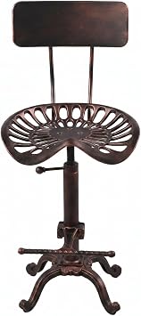 Industrial Design Metal Adjustable Height Backrest Chair Vintage Tractor Saddle Bar Stool Copper