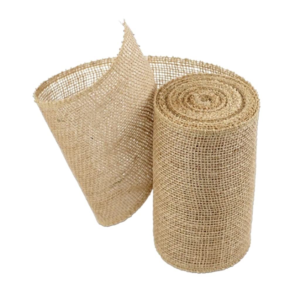 Hessian Burlap Ribbon, 5 metres / 16 ft Long Natural Jute Trim Craft Ribbon, Rustic Hessian Themed Tape for Gift Wrapping and Crafts (Width: 25 cm / 10 in)