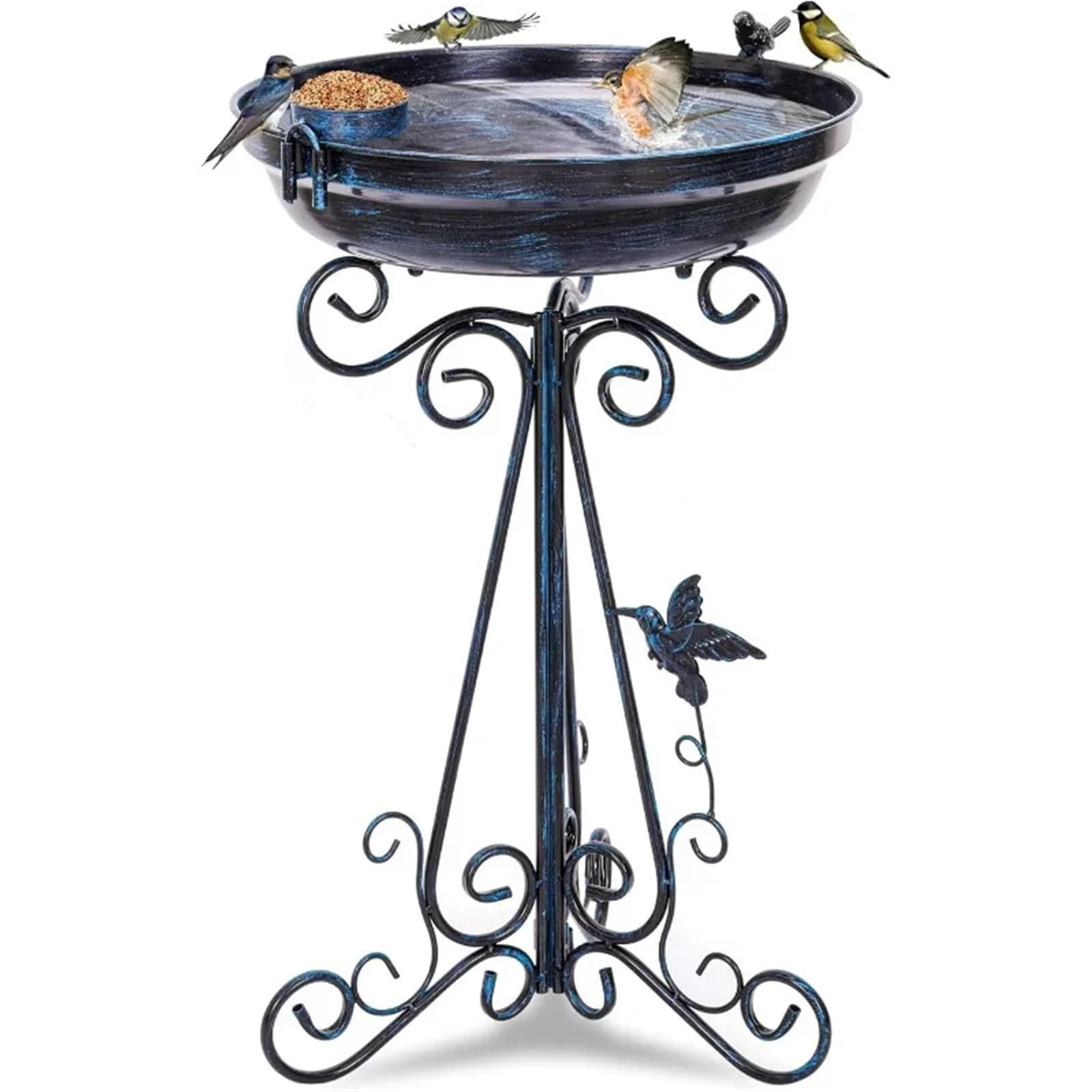 Vogeltränke 17,7" Durchmesser Vintage Vogelbad mit Metallsockel, große antike Vogelbäder for draußen, Garten,(Bronze)