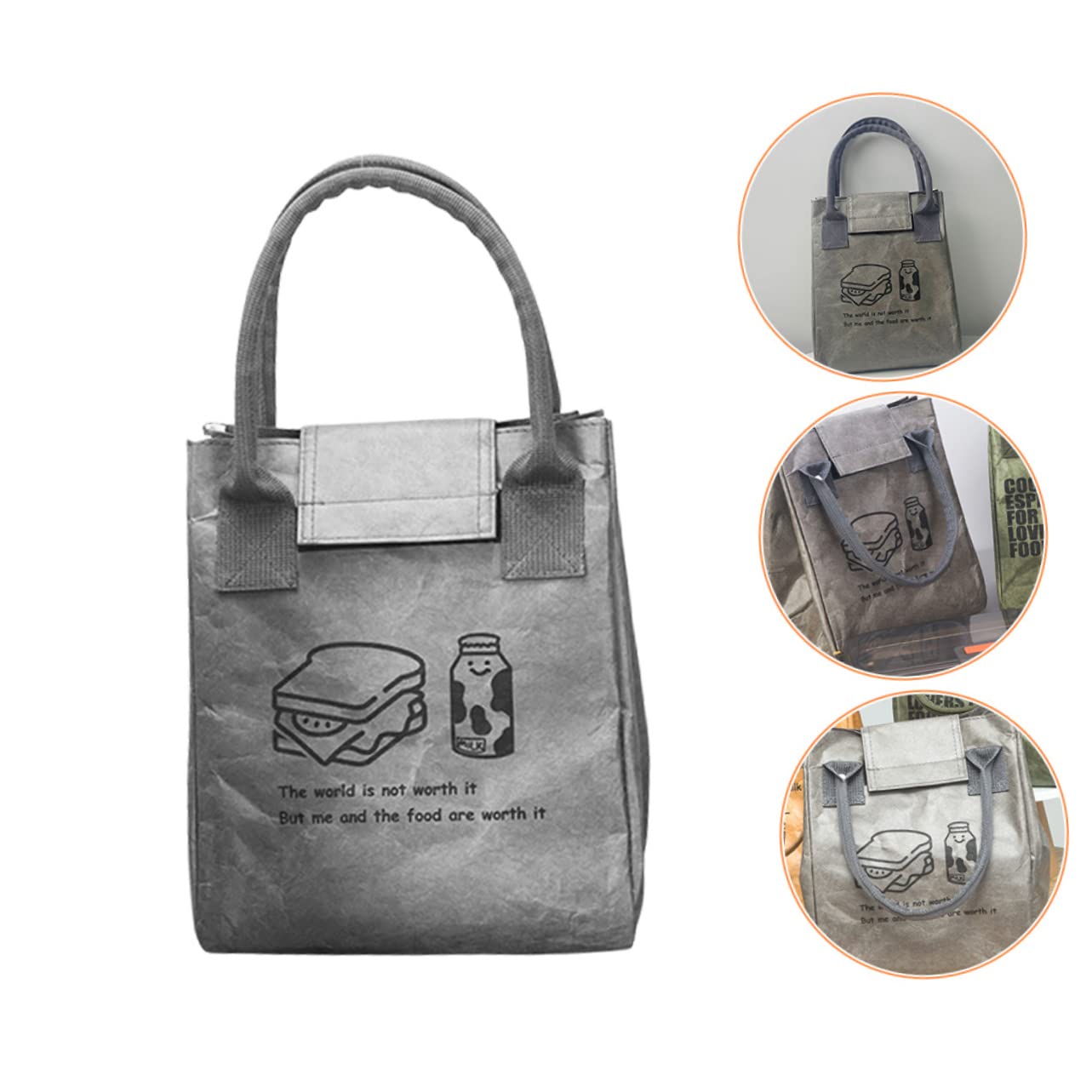 Cabilock 3piezas Bolsa De Almuerzo Aislante Reusable Para Llevar Comida Fiambrera Kraft Gran Capacidad Para Picnic y Trabajo