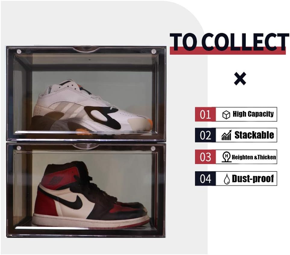 Onе-Dау Sаlе: Uр tо 50% оƒƒ AOTENG STAR 6 Pack Storage Shoes Box Clear Grey Shoes Boxes Sneaker Side Open Door with Magnetic Stackable Foldable Storage Shoe Boxes Shelf -SIX Pack