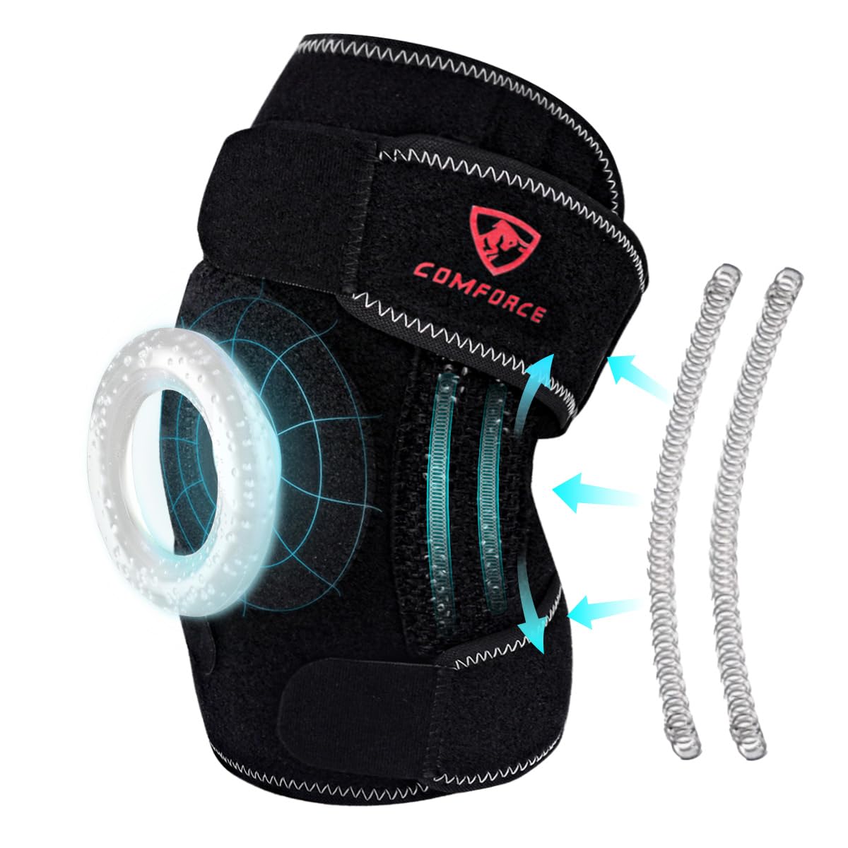 Knee Brace for Man Women, Adjustable Knee Wrap with Patella Gel Pads & Side Stabilizers, Knee Compression Support for Knee Pain, Injury Recovery, ACL, Post-Surgery Recovery