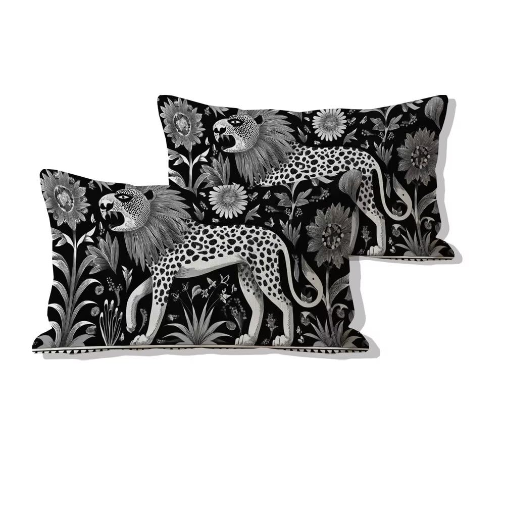 Housse de Coussin Extérieure Imperméable 50x90 Lin Rectangle Jardin Salon
