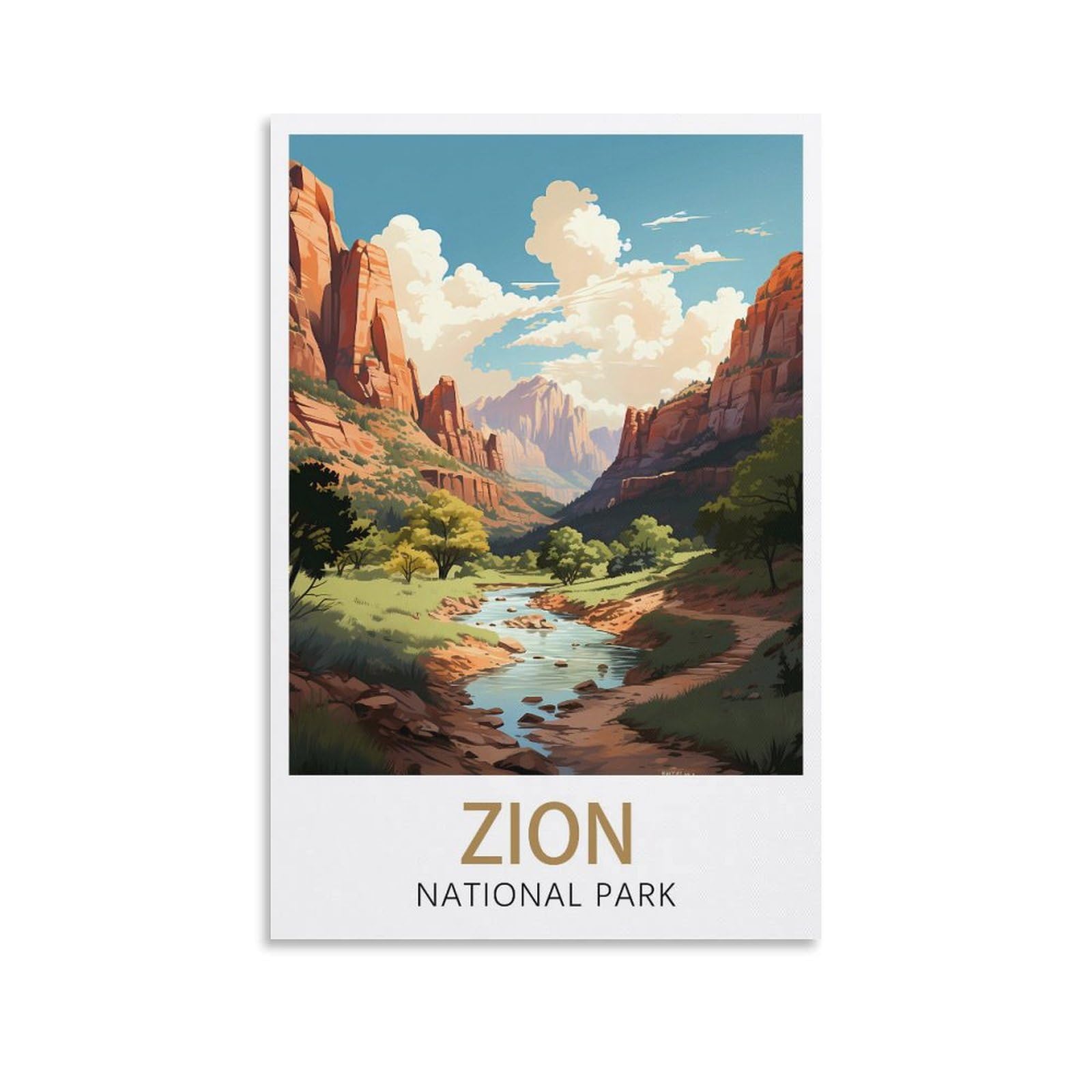 Lnuyitr Unframe-Style Zion National Park Vintage Travel Poster 12X18inch(30X45cm) Canvas Art Posters And Wall Art Picture Prints Modern Home Bedroom Decor Posters