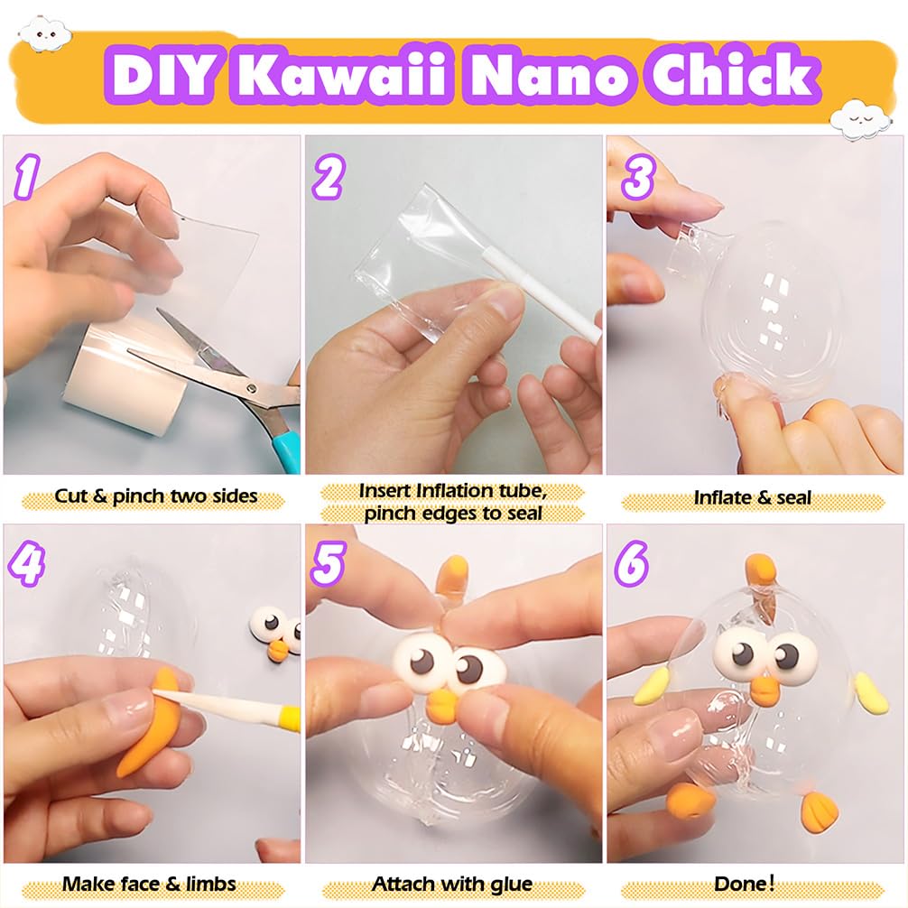 FUNSHOWCASE Nano Tape Bubble Kit with Clay, Marker, 6-Design Guide Squishy Maker Set