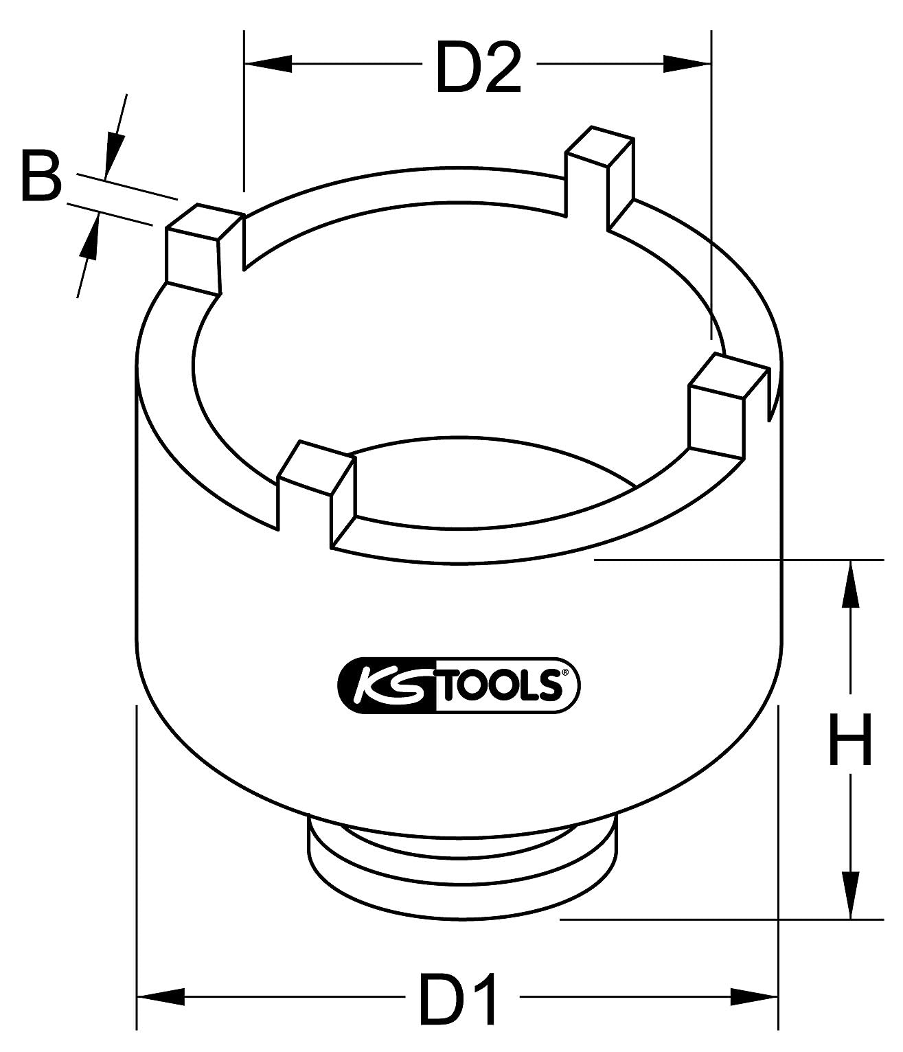 KS Tools 450.5006 - Douille 1/2" à ergots KM6, barres à l’extérieur - Recommandée pour les tôles planes - En alliage spécial