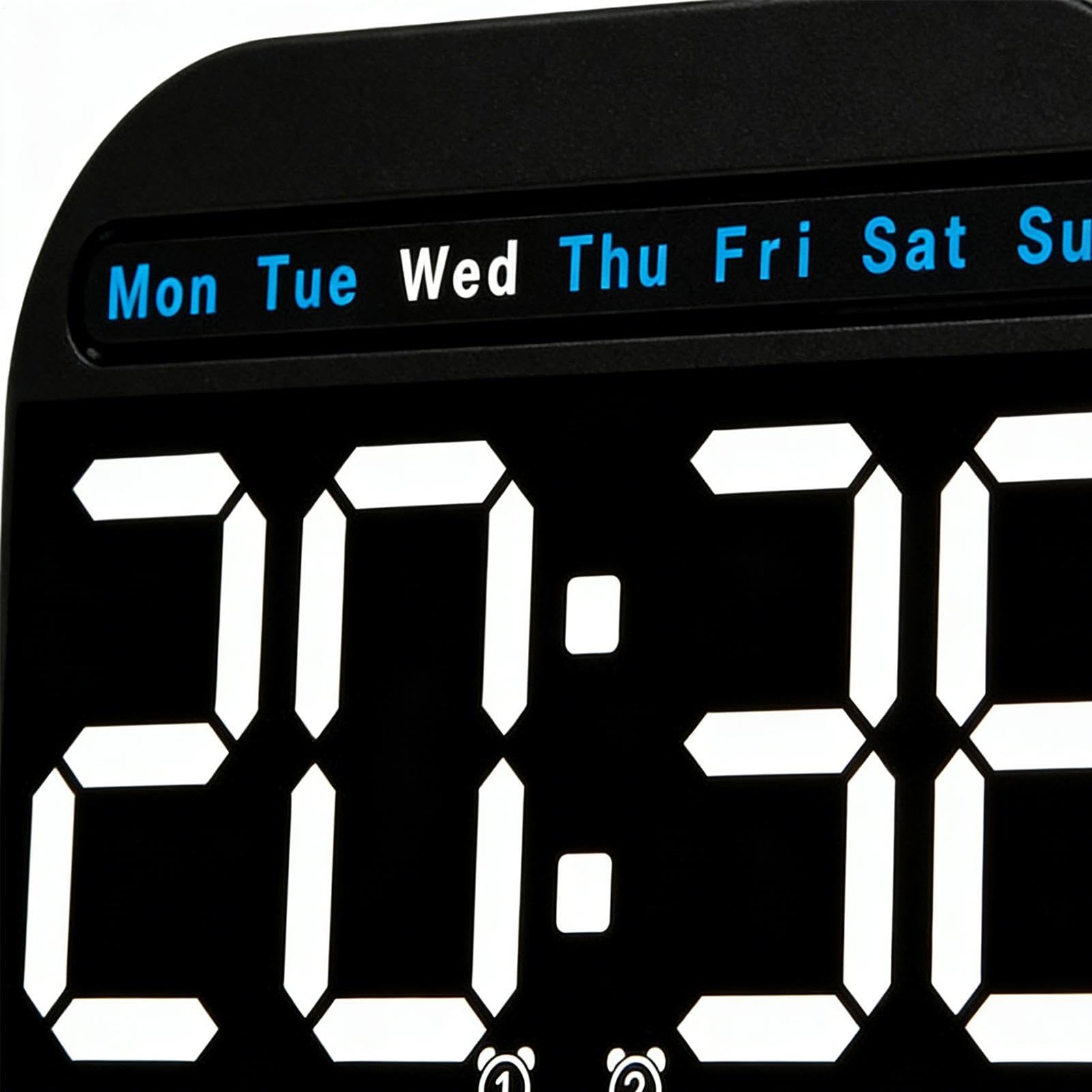 Orologio da Parete Digitale Allarme LED Quadrato Con Umidità E Telecomando | Sveglia per camera da letto per sala da pranzo, casa, camera, ufficio, scuola, ufficio di lavoro, appartamento