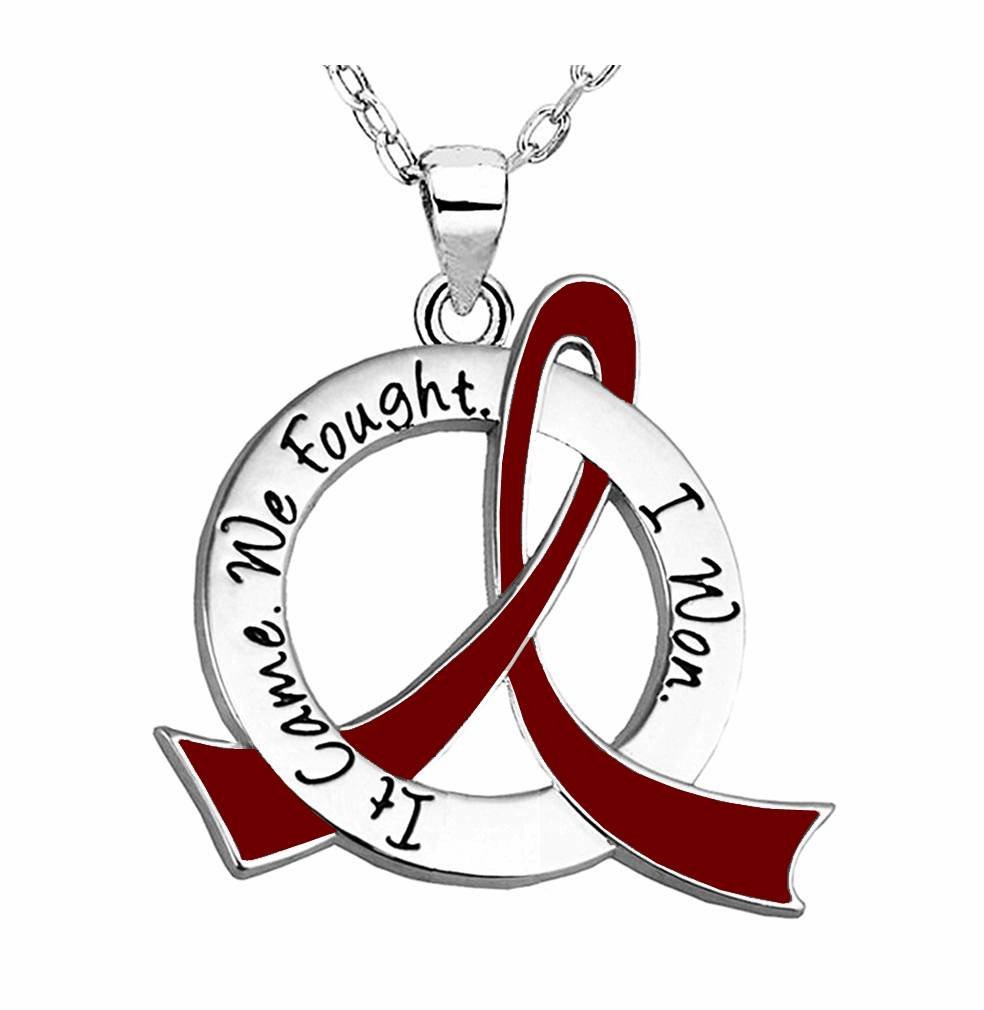 Fight Like a GirlIt Came. We Fought. I Won. Awareness Ribbon Survivor Necklace