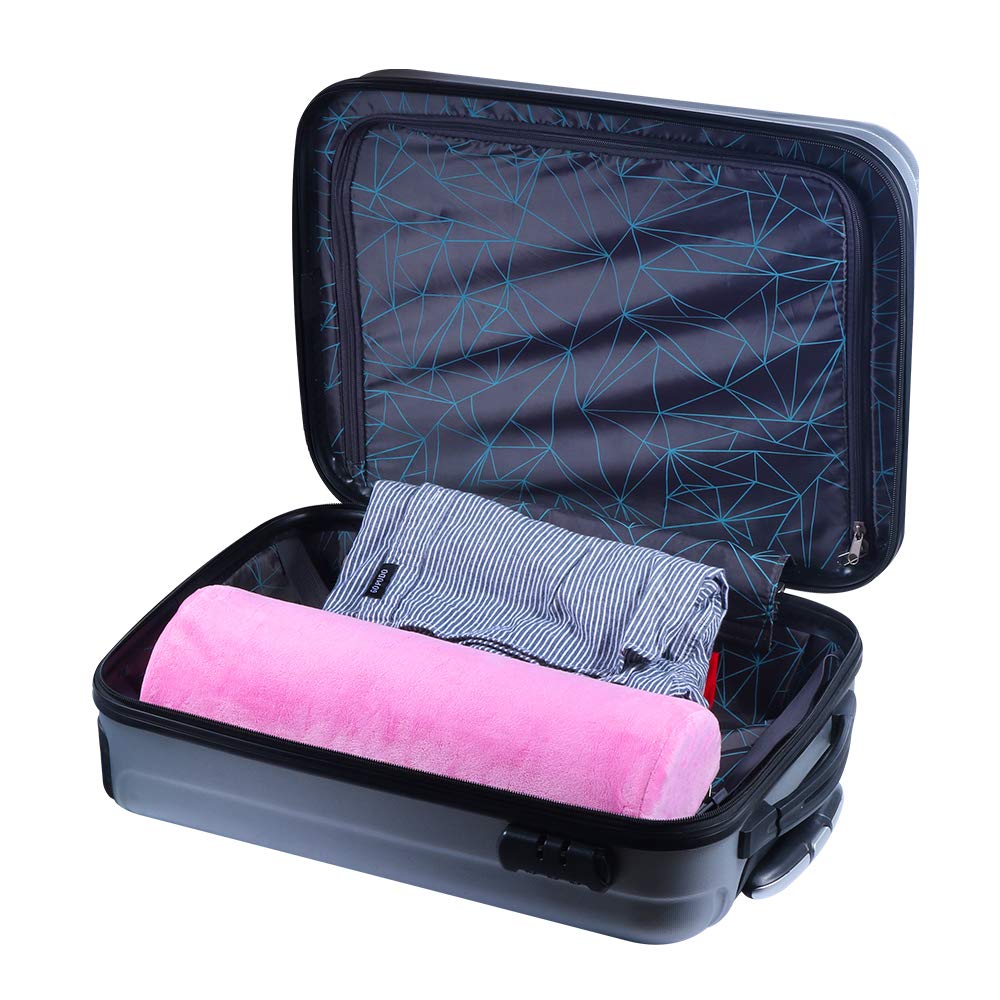 Almohada de espuma viscoelástica Skyzonal, media luna, para el cuello de la espalda, lumbar, columna vertebral, rodilla, alivio del dolor, apoyo de almohada 19.68 x 8.26 x 4.72 pulgadas (rosa)
