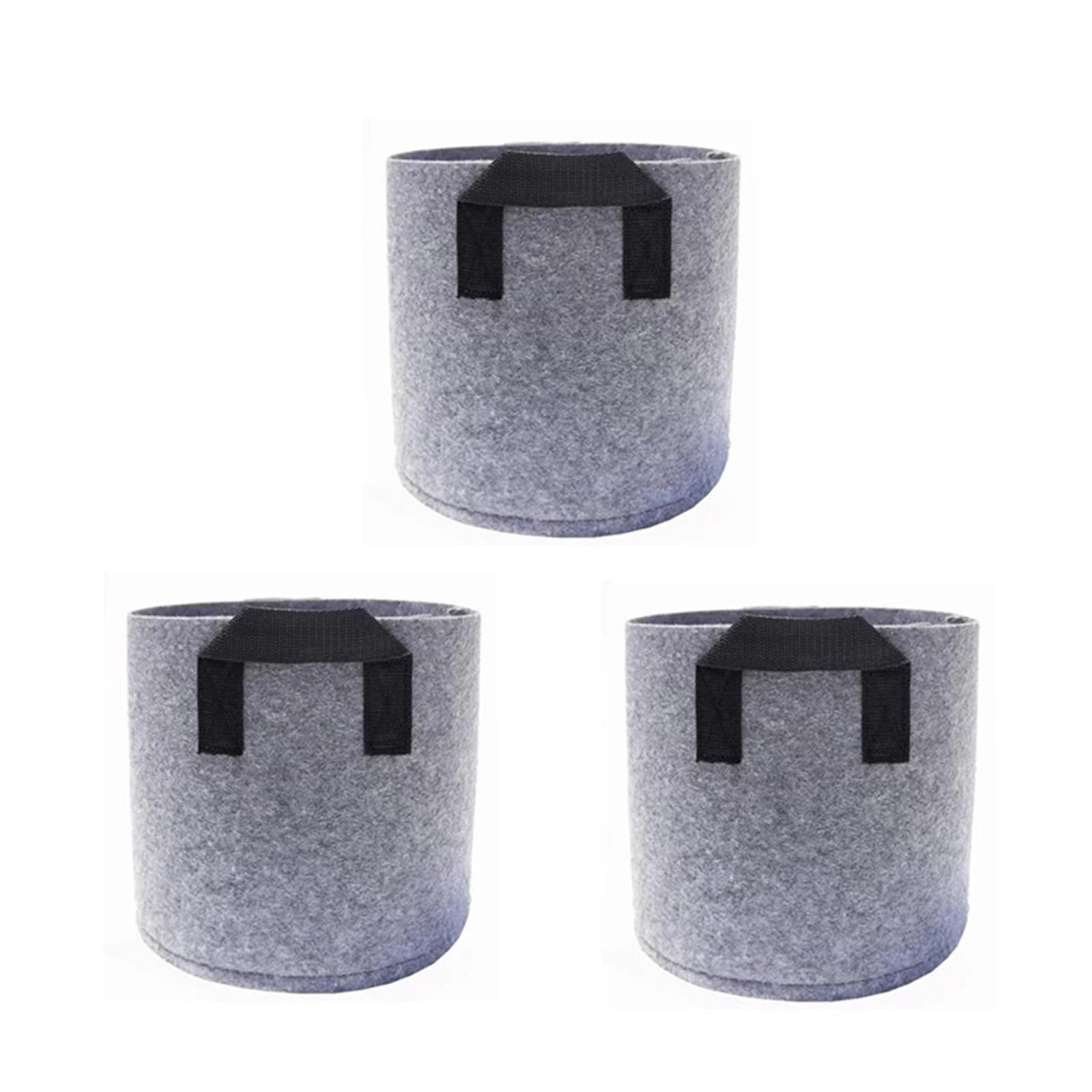 GIYXHU 3Pcs Vegetable/Flower/Plant Grow Bags Thickened Non-Woven Aeration Fabric Pots With Handles for Flowers Vegetables(3PCS Grey,7Gallon 35X28cm)