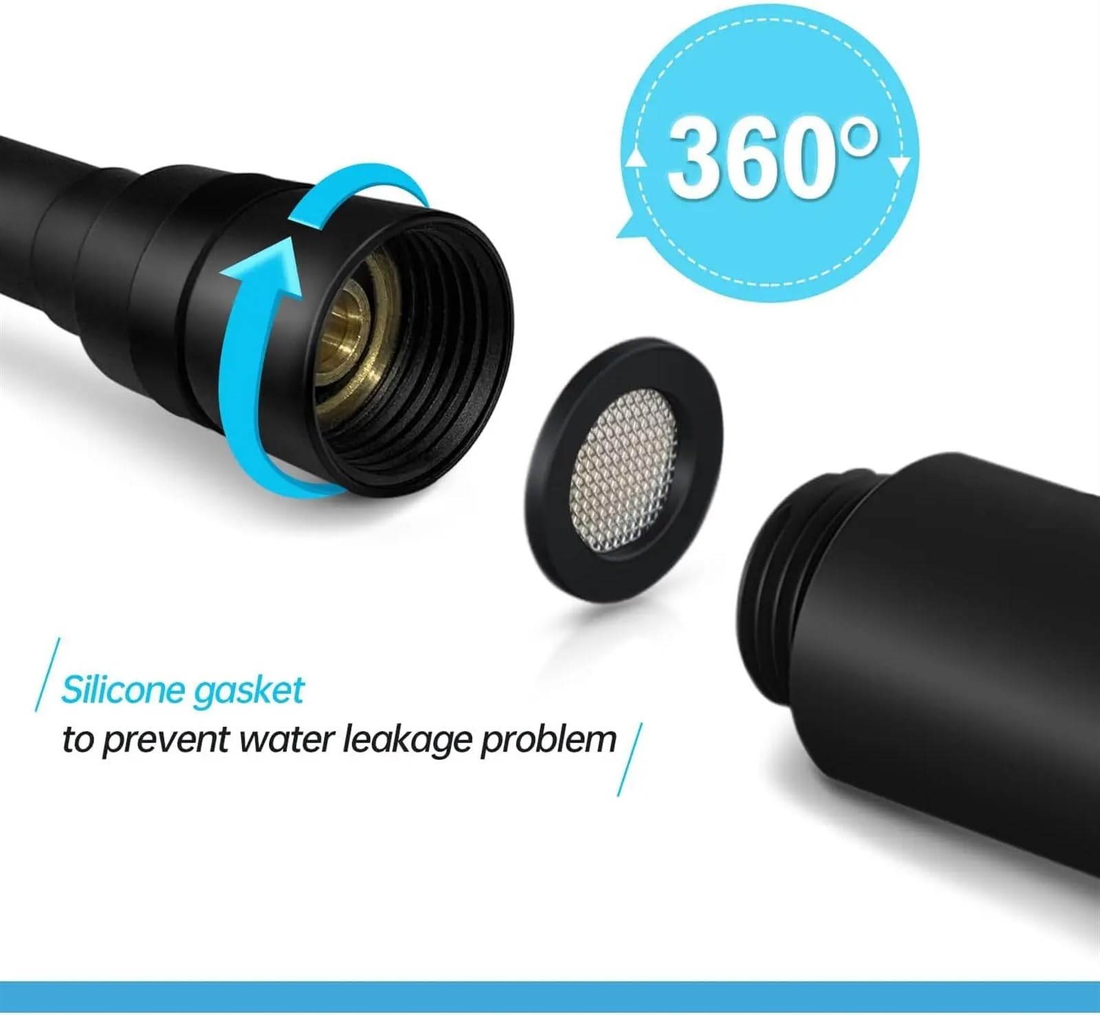 Wysokociśnieniowy wąż prysznicowy 1500 mm - elastyczna ręczna rura prysznicowa z PCW obrót o 360° czarny/srebrny/biały opcje do użytku w łazience