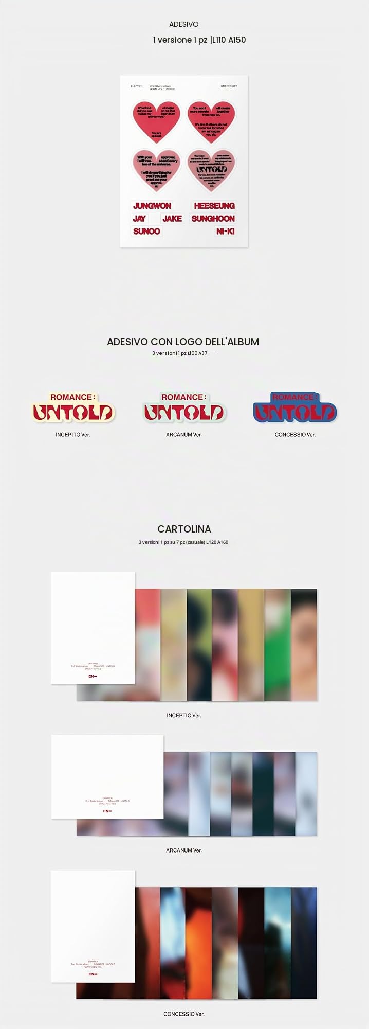 ENHYPEN ROMANCE: UNTOLD 2nd Full Album Standard 3 Ver Set (tramite DHL Express)
