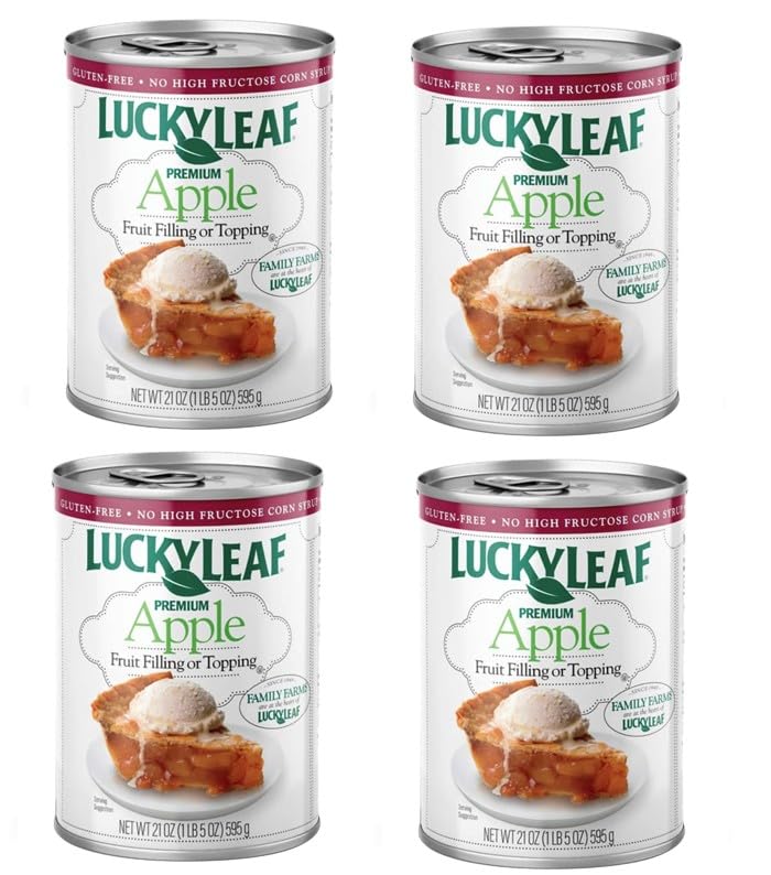 Lucky Leaf Premium - Relleno o cobertura de tarta de manzana de 21 onzas, paquete de 4