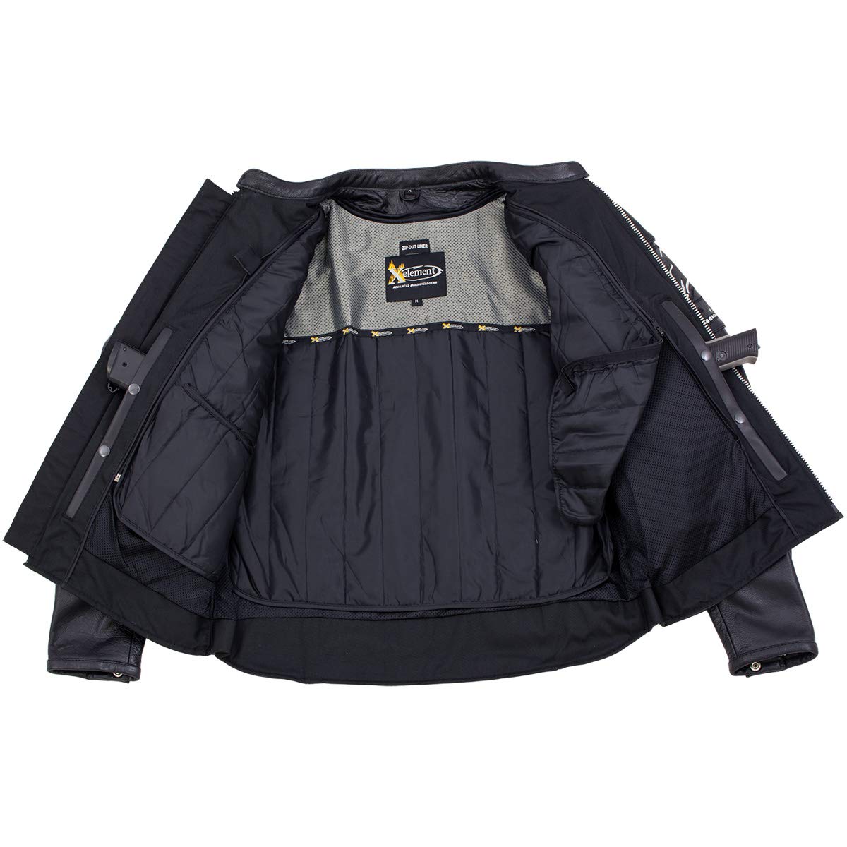 Xelement 3 Skull Head Black Leather Motorcycle Jacket with X-Armor Protection — view 4