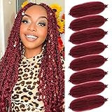 Burgundy Braiding Hair Red Cuban Twist Hair 24 Inch Marley Twist for Soft Locs 8 Packs Springy Afro Kinky Hair Wrapping for Braiding