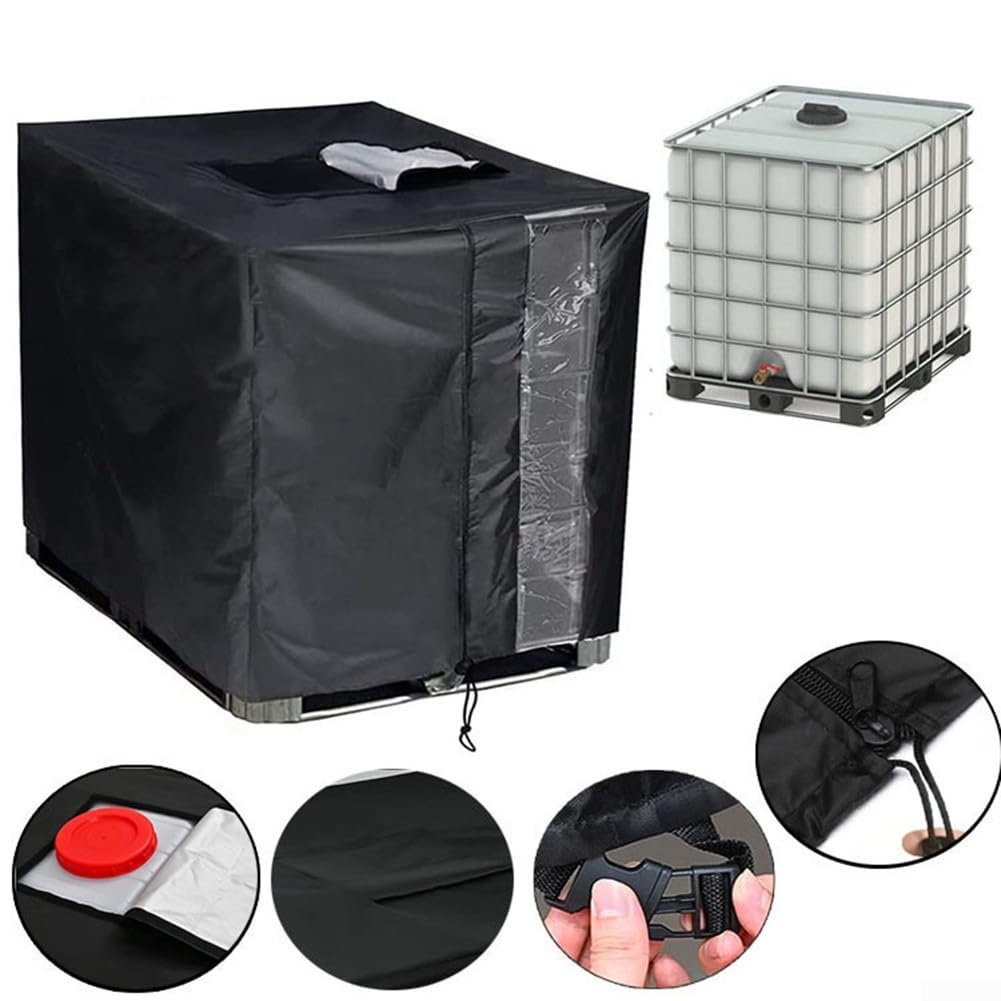 IBC - Copertura protettiva per serbatoio dell'acqua da 300 L, 600 L, 800 L, 1000 L, in tessuto Oxford 420D, con cerniera e finestra trasparente (600 L)
