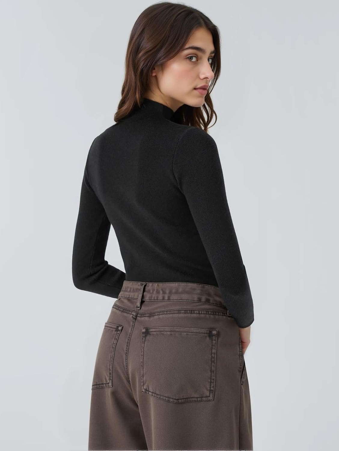 OQQ Women's Sweaters Mock Neck Long Sleeve Wool Skinny Work Pullover Sweaters - Image 4