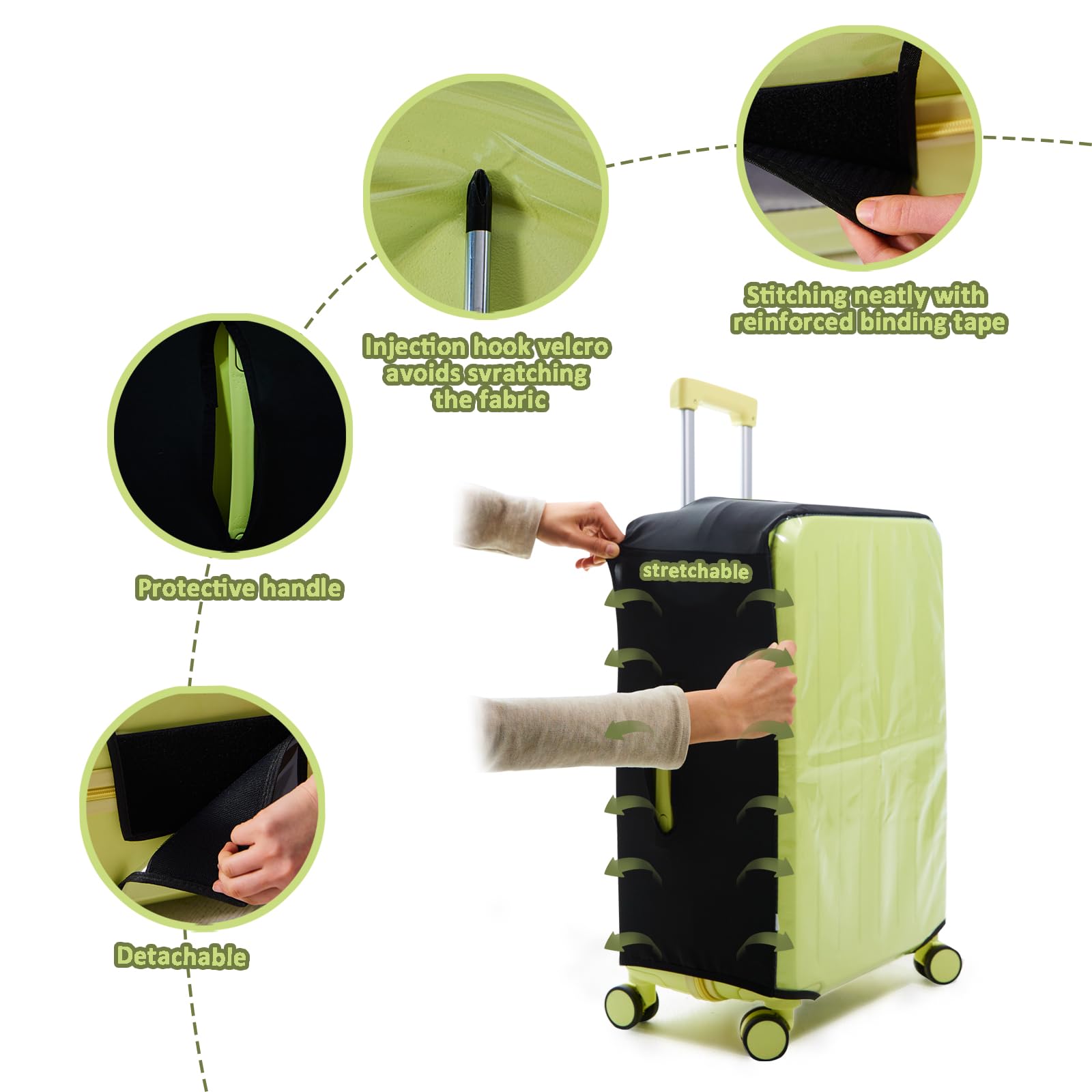 Protectores transparentes para maletas, protectores elásticos transparentes impermeables de PVC para maletas, para equipaje con ruedas de 20 a 30 pulgadas, Funda transparente para equipaje