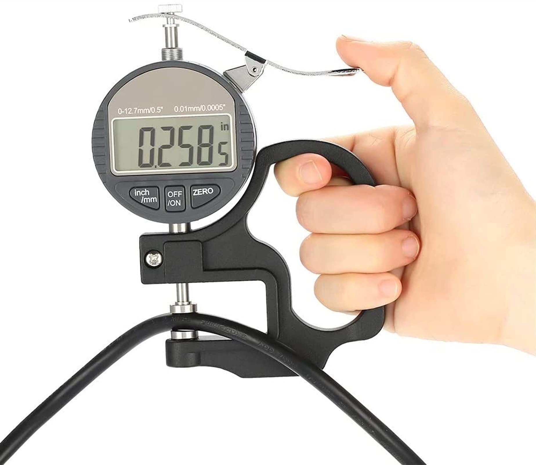 SwePer Cyfrowy miernik grubości, 0,01 mm zakres 0-12,7 mm praktyczny dokładny wyświetlacz LCD miernik grubości narzędzie pomiarowe zaciski