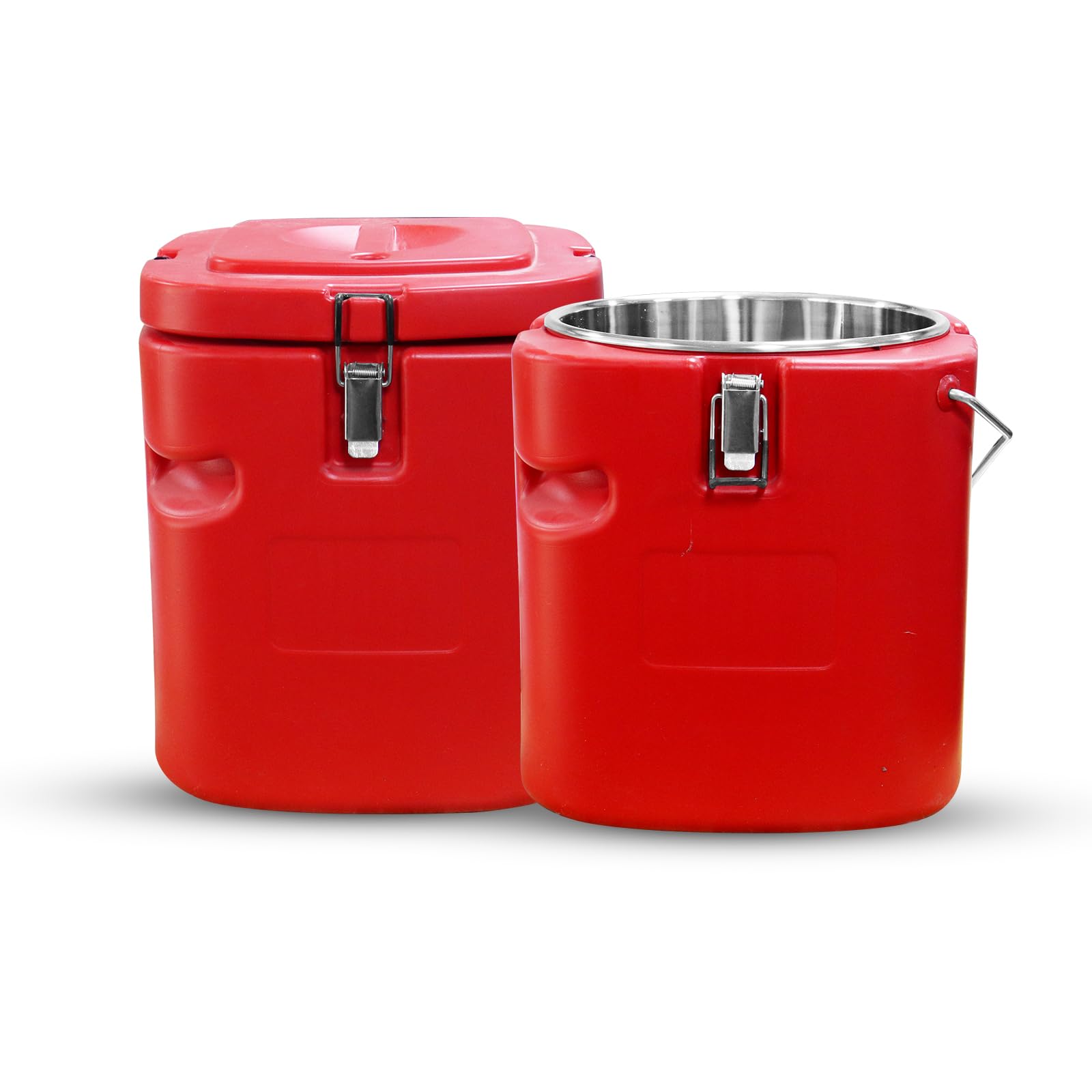 2pcs 5 Gallon Insulated Soup Container Commercial Food Warmer for Hot or Cold Food, 21QT Hot Box for Catering, Food Cooler with 4 Buckles, Handles,