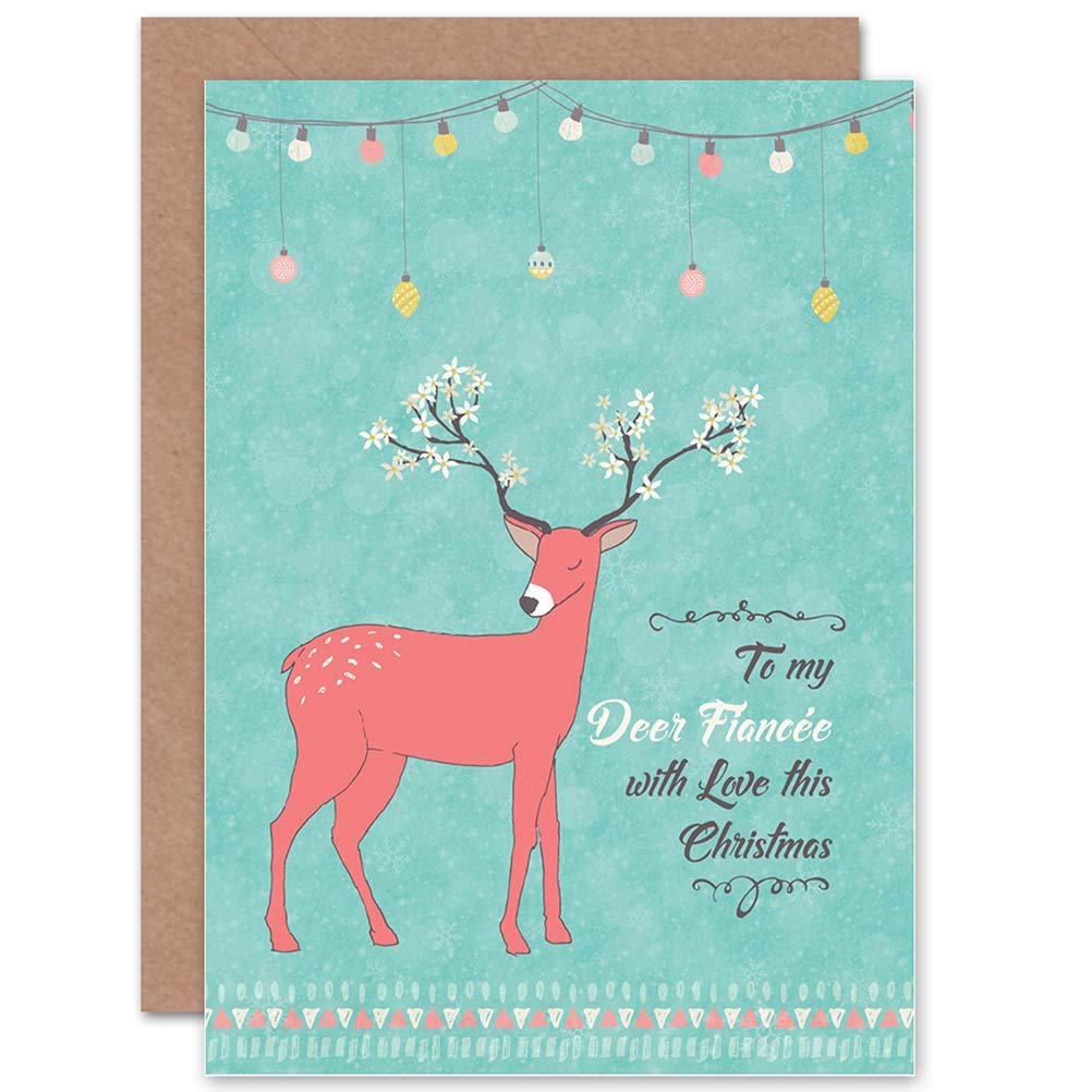 Wee Blue Coo CARD CHRISTMAS DEER DEAR FIANCEE LOVE