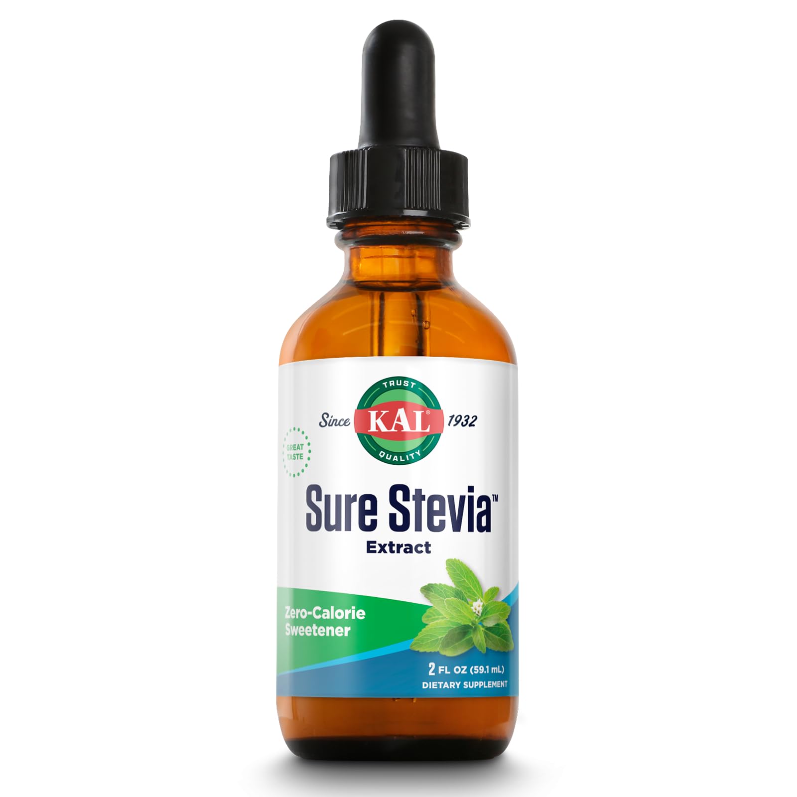 KAL Sure Stevia Liquid Extract 2 oz | Best-Tasting, Zero Calorie, Low Glycemic | For Baking & Adding to Beverages | 385 Servings