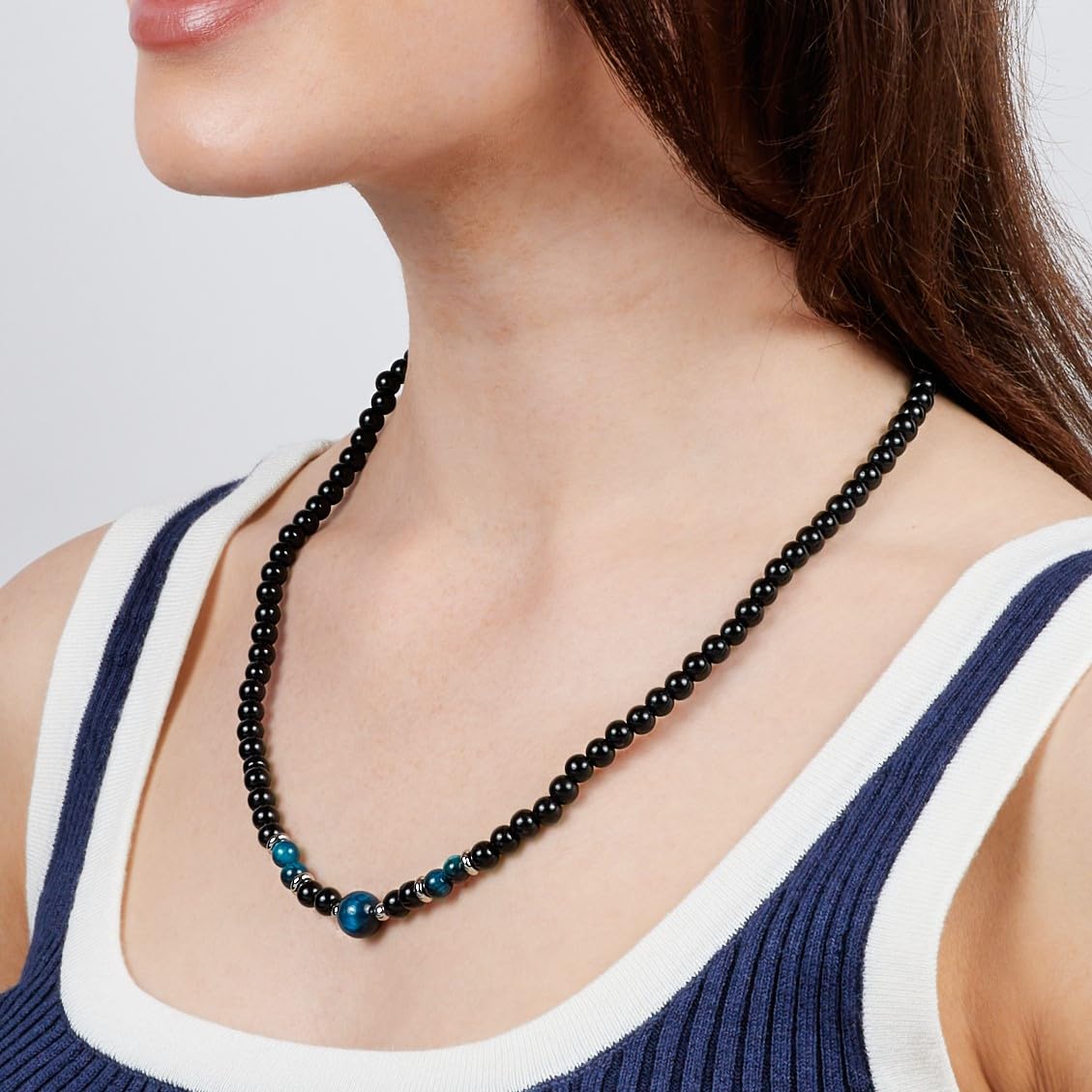 Handgemachte Herren Tigerauge Onyx Perlenkette Kette Natürliche Edelsteine Heilung Kristallschmuck