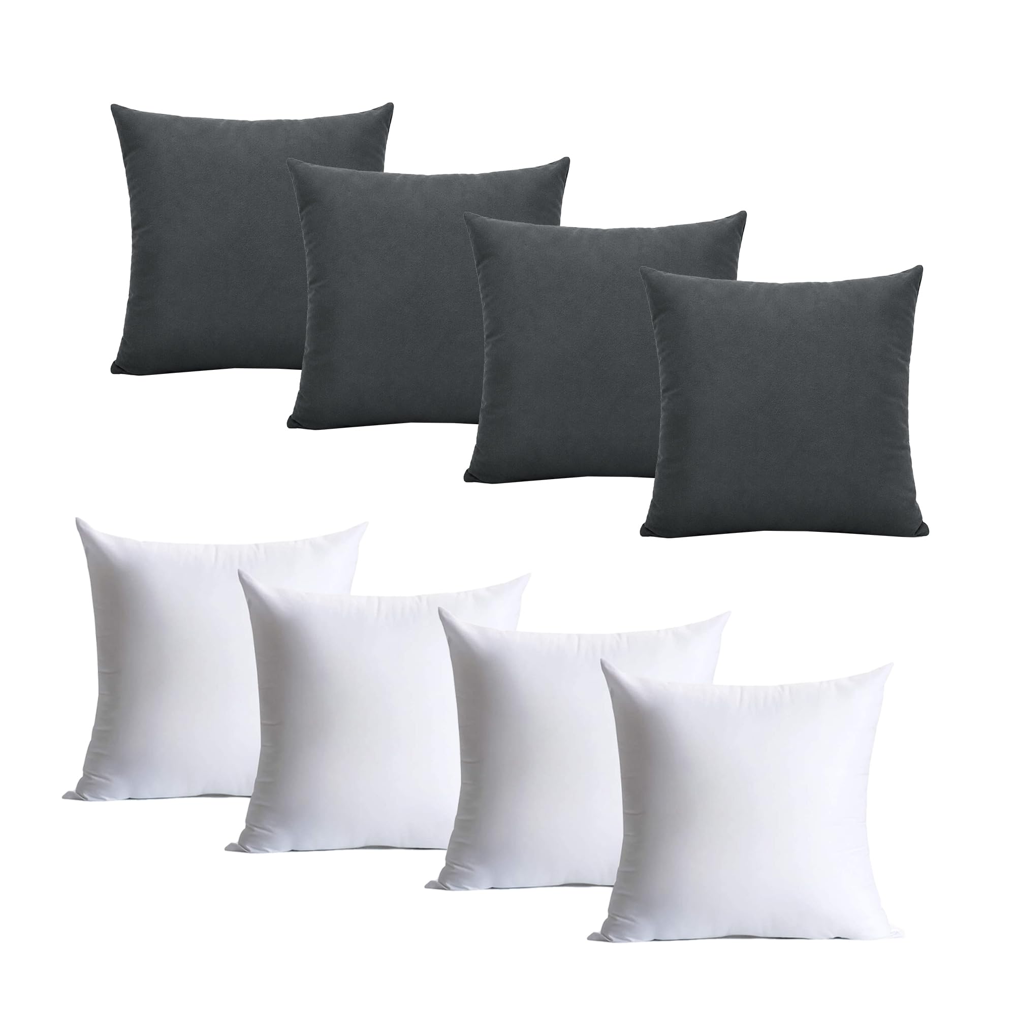 Hafaa Charcoal Cushions With Covers Included Pack Of 4, 40 X 40 Cm Soft Microfiber Cushions, Decorative Throw Pillows With Hidden Zip Closure For Sofa, Bed, Living Room & Home Décor