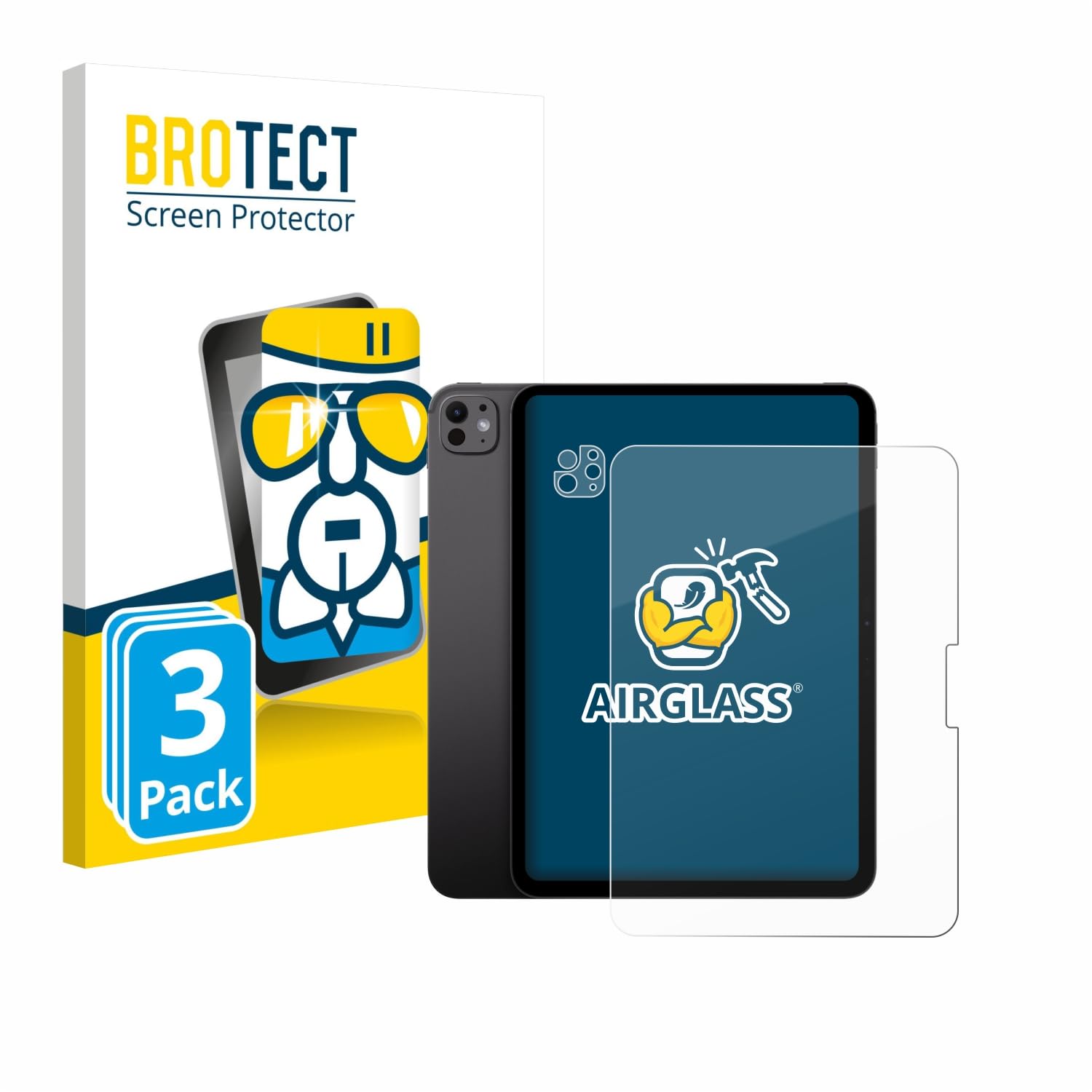 brotect Pellicola Protettiva Vetro per Apple iPad Pro 11" 2025 (Fronte+Fotocamera) Protezione Schermo (3 Pezzi) [Durezza Estrema 9H, Chiaro]